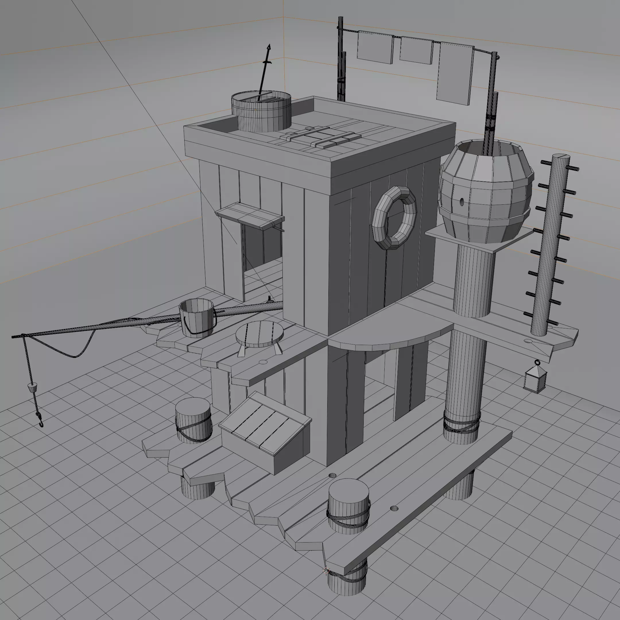 Low Poly Fishermans Hut - Stylized 3D Game Asset  Low-poly 3D model_1