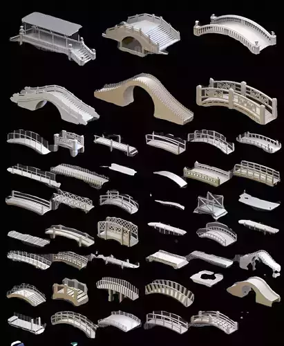 Old Asian Chinese Japan Bridge Model Pack