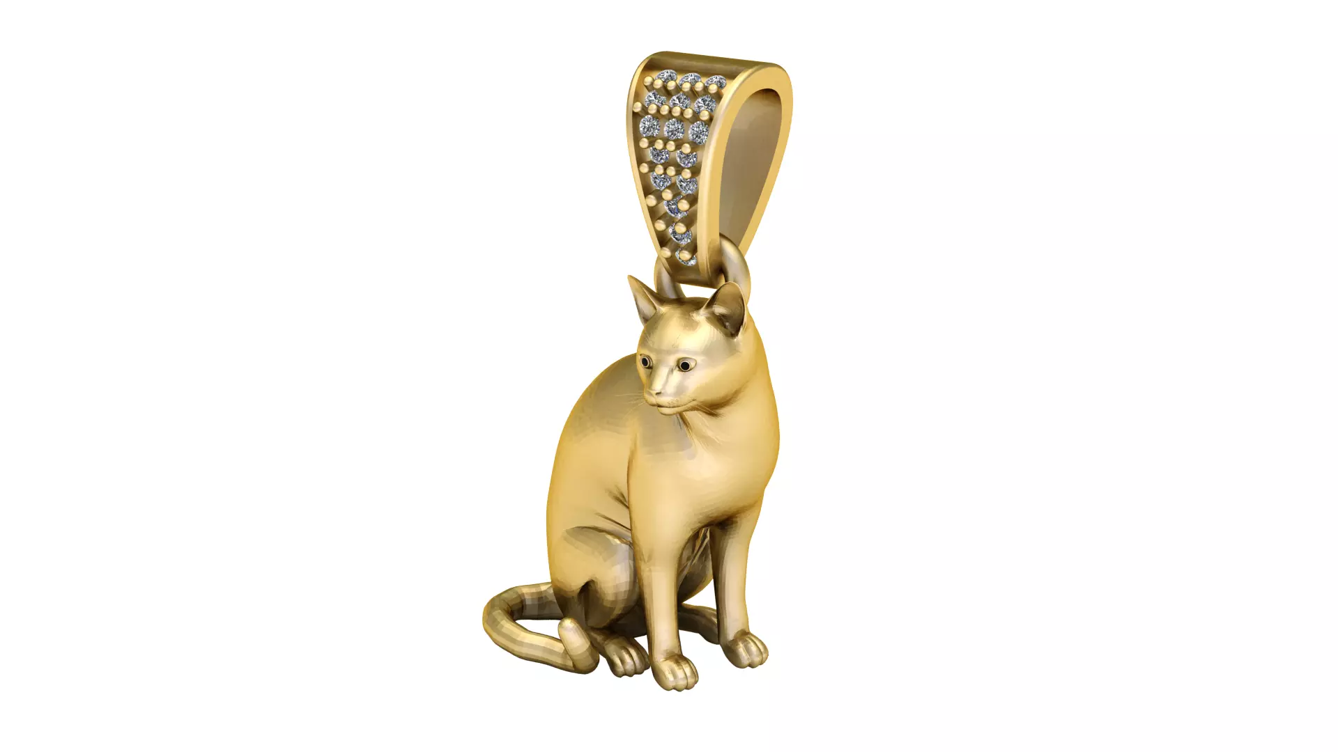 Sitting Cat Amulet Pendant 3D Printable Model 3D print model_1