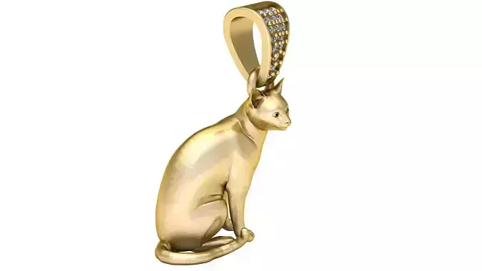 Sitting Cat Amulet Pendant 3D Printable Model