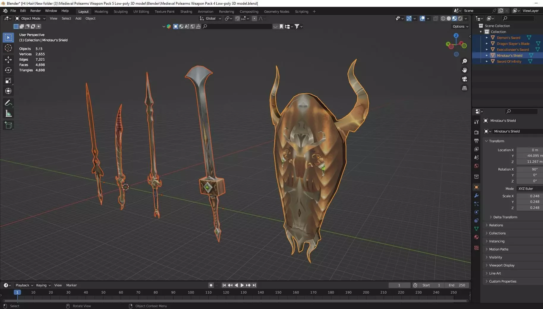 Medieval Polearms Weapon Pack 05 Low-poly 3D Model Low-poly 3D model_11