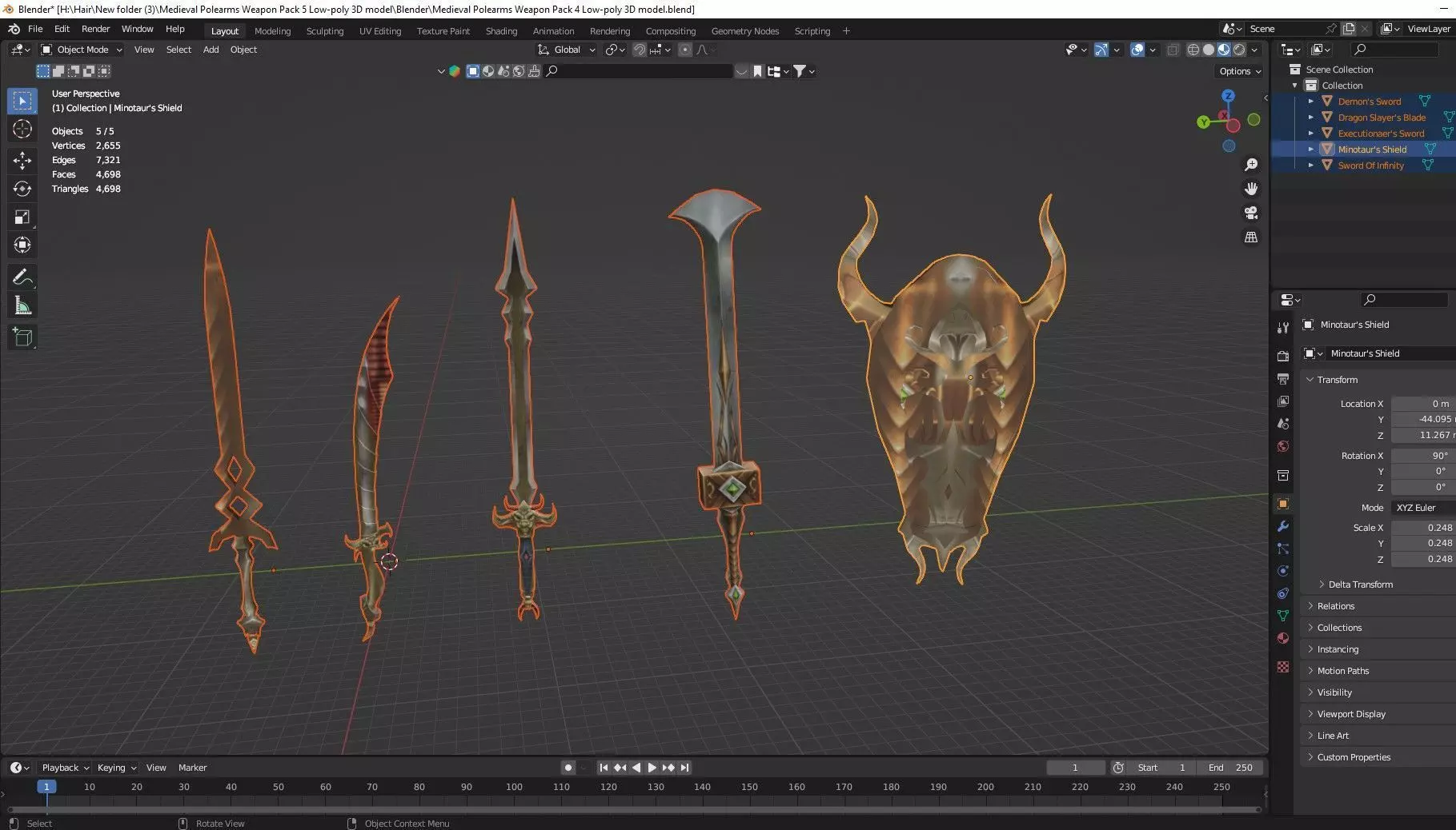 Medieval Polearms Weapon Pack 05 Low-poly 3D Model Low-poly 3D model_10