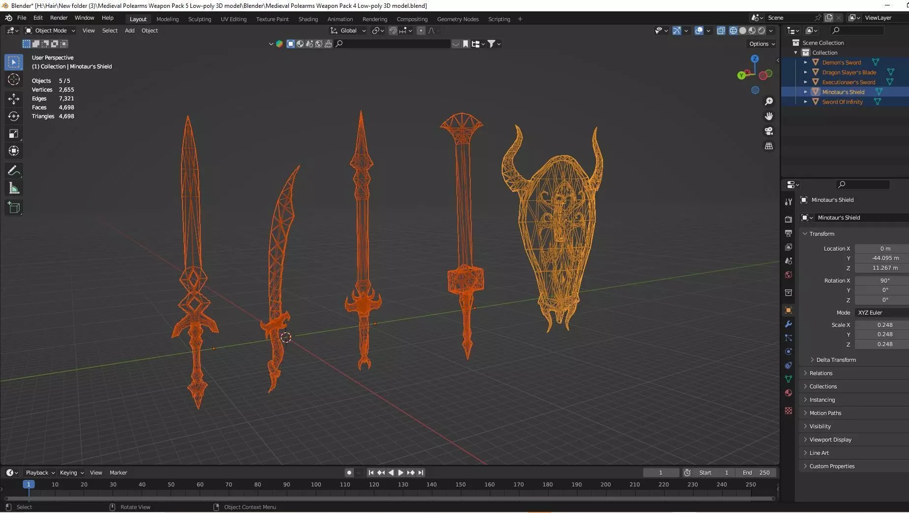 Medieval Polearms Weapon Pack 05 Low-poly 3D Model Low-poly 3D model_12