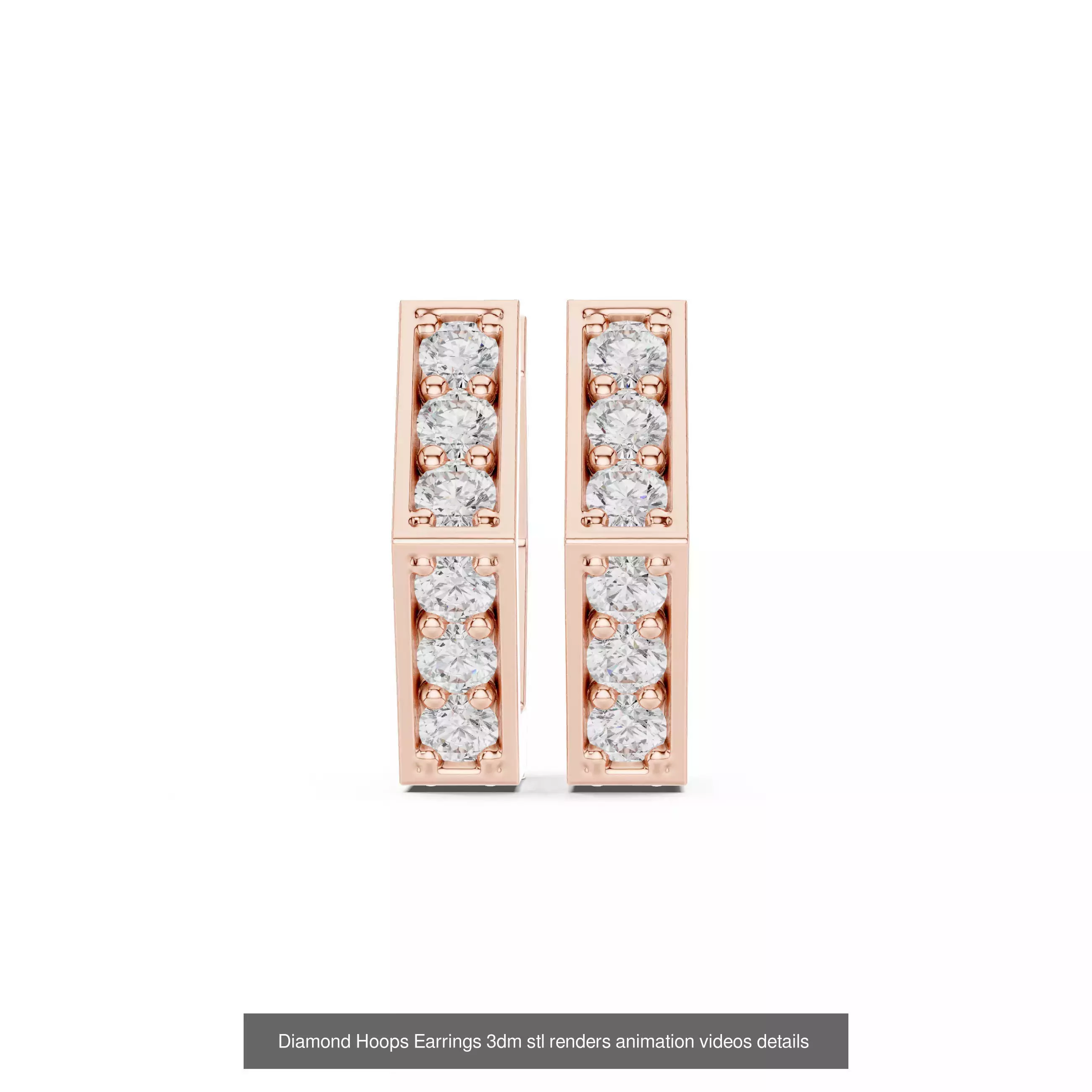 43 Diamond Hoops Earrings 3dm stl renders animation videos 3D Model Collection_5