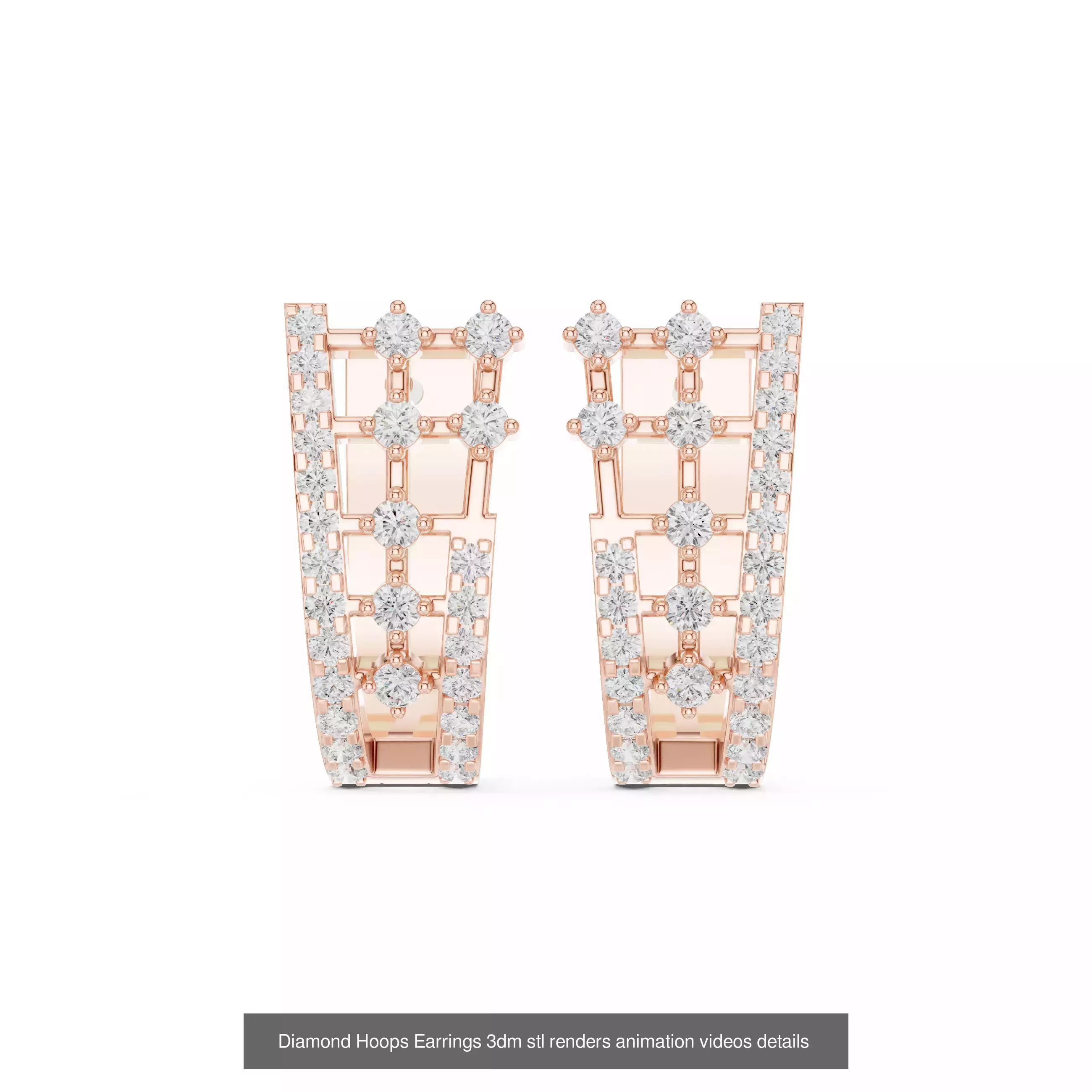 43 Diamond Hoops Earrings 3dm stl renders animation videos 3D Model Collection_23