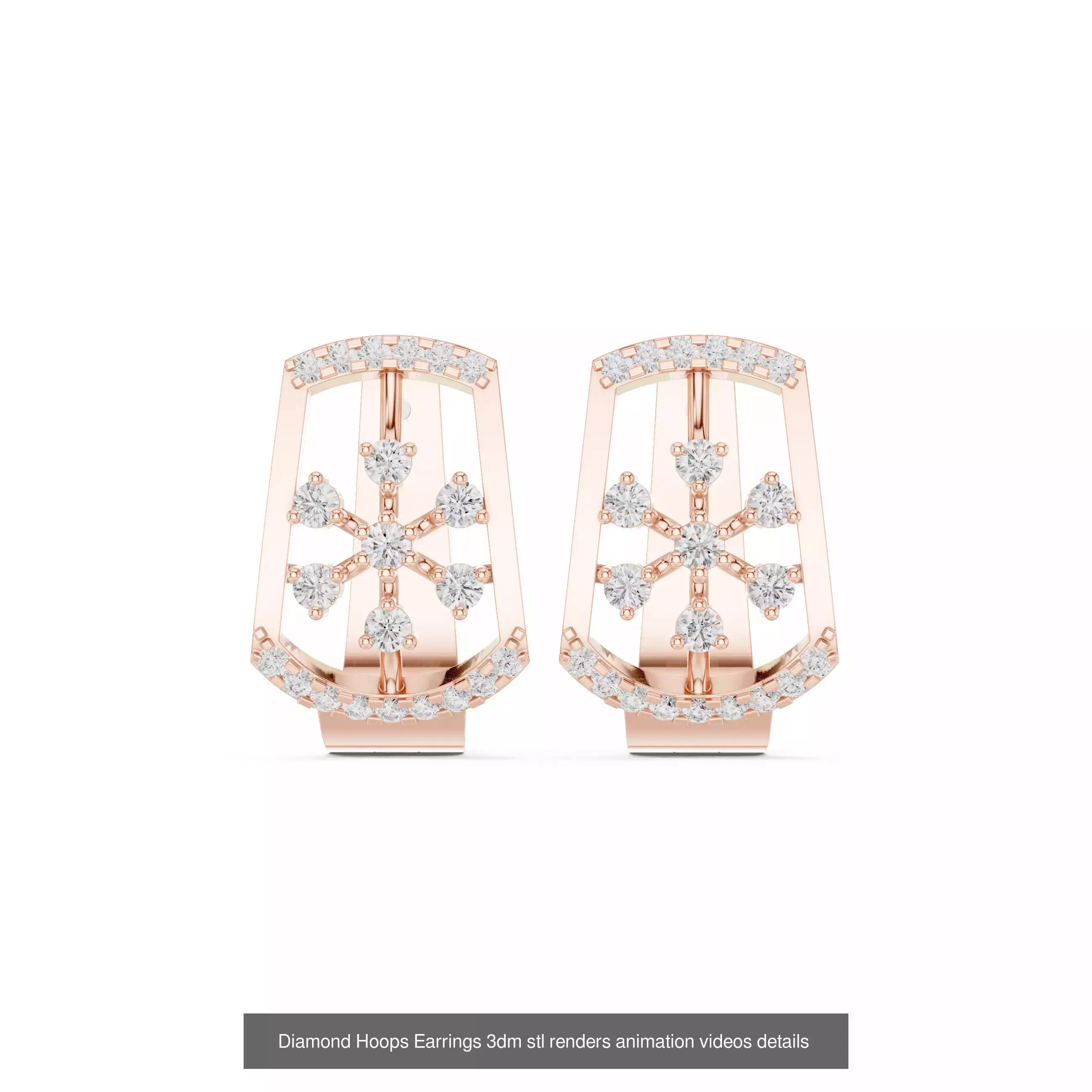 43 Diamond Hoops Earrings 3dm stl renders animation videos 3D Model Collection_29
