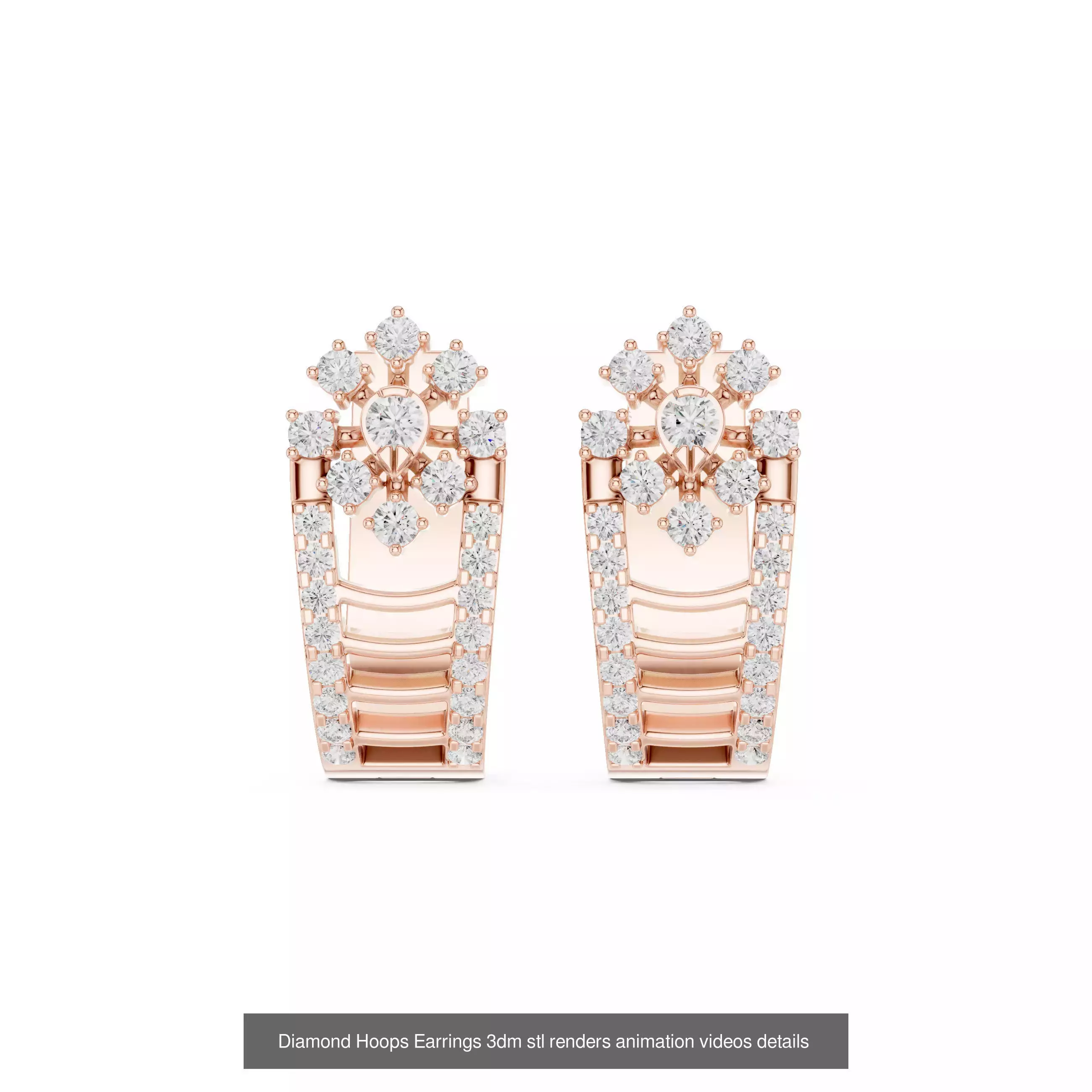 43 Diamond Hoops Earrings 3dm stl renders animation videos 3D Model Collection_15