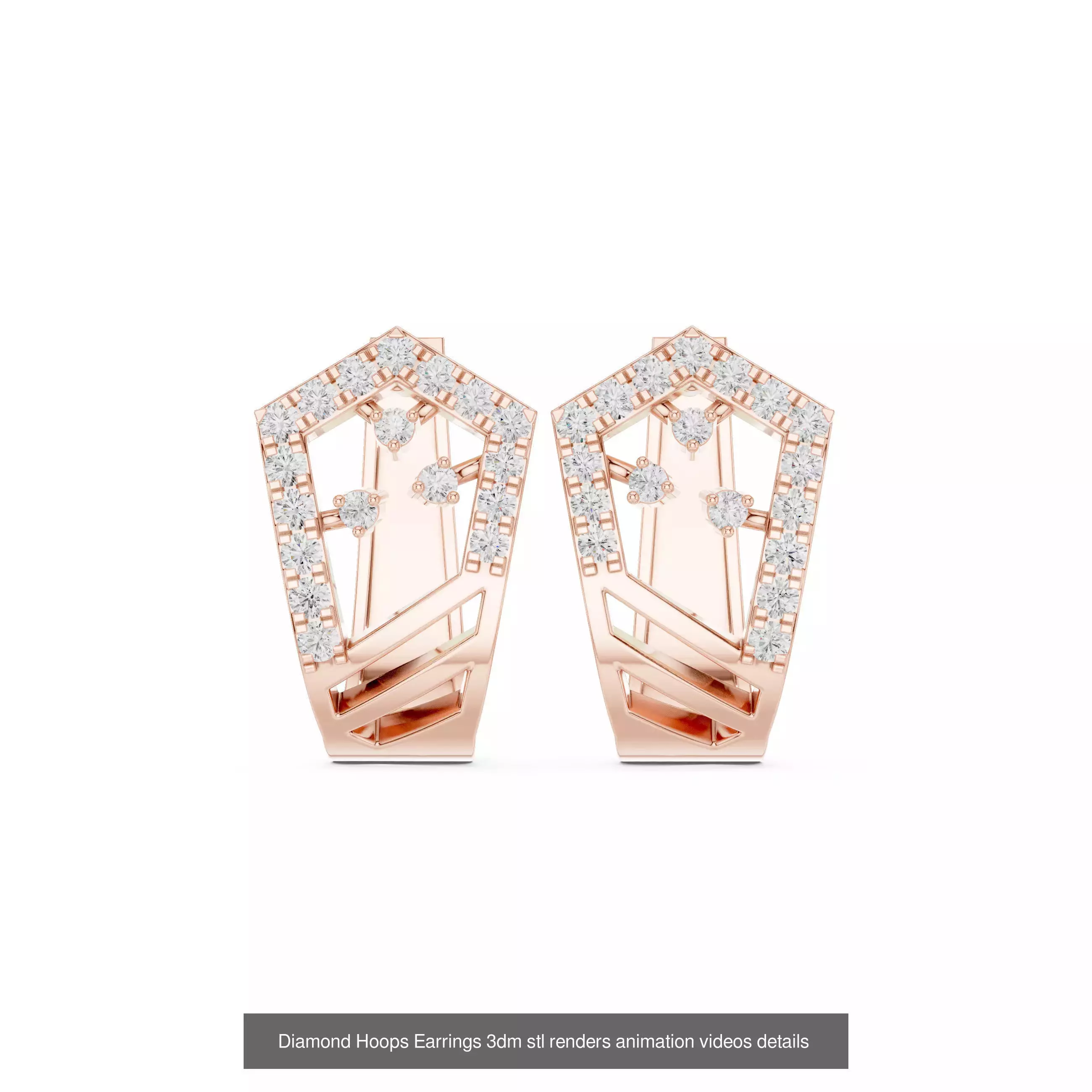 43 Diamond Hoops Earrings 3dm stl renders animation videos 3D Model Collection_43