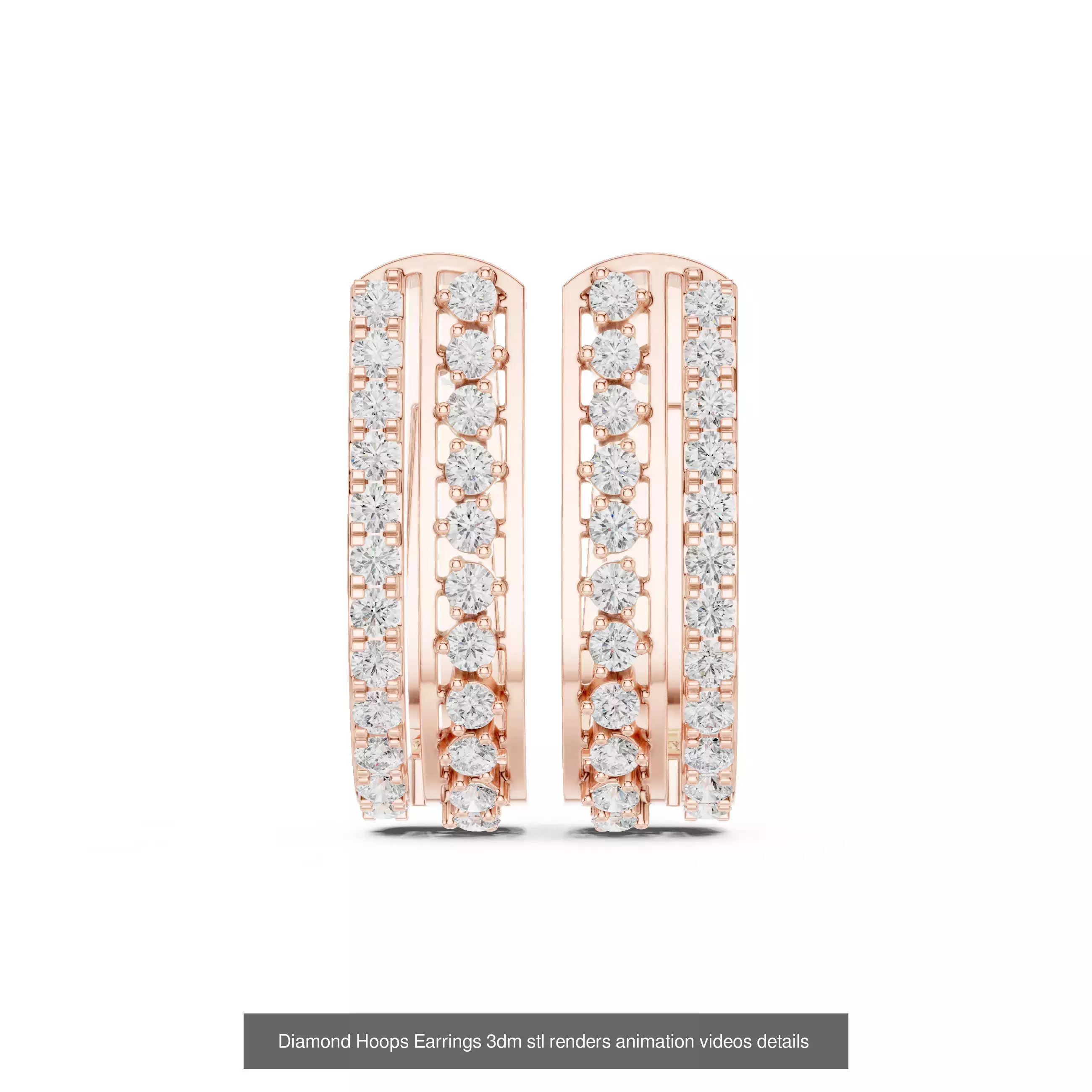 43 Diamond Hoops Earrings 3dm stl renders animation videos 3D Model Collection_44