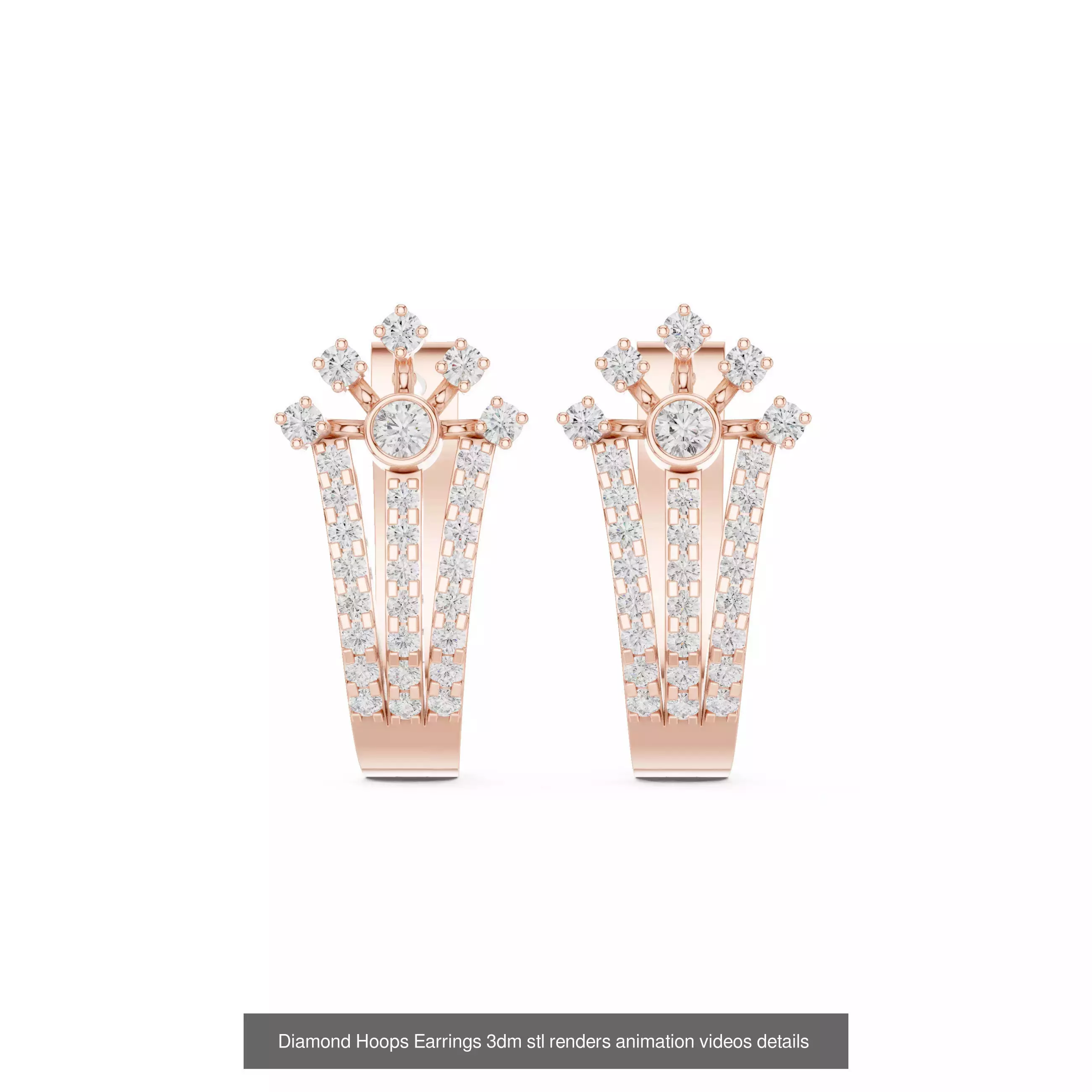 43 Diamond Hoops Earrings 3dm stl renders animation videos 3D Model Collection_28