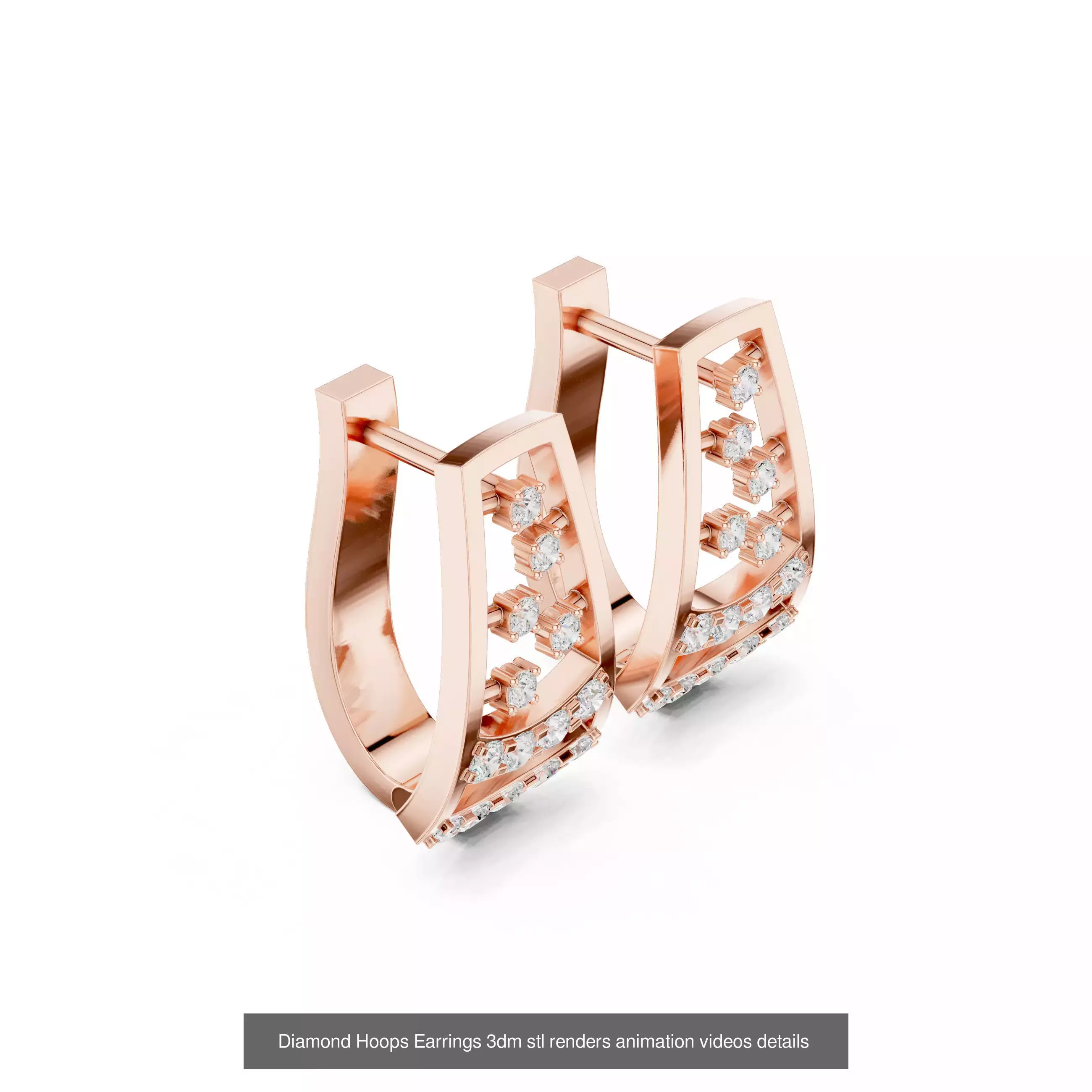 43 Diamond Hoops Earrings 3dm stl renders animation videos 3D Model Collection_30