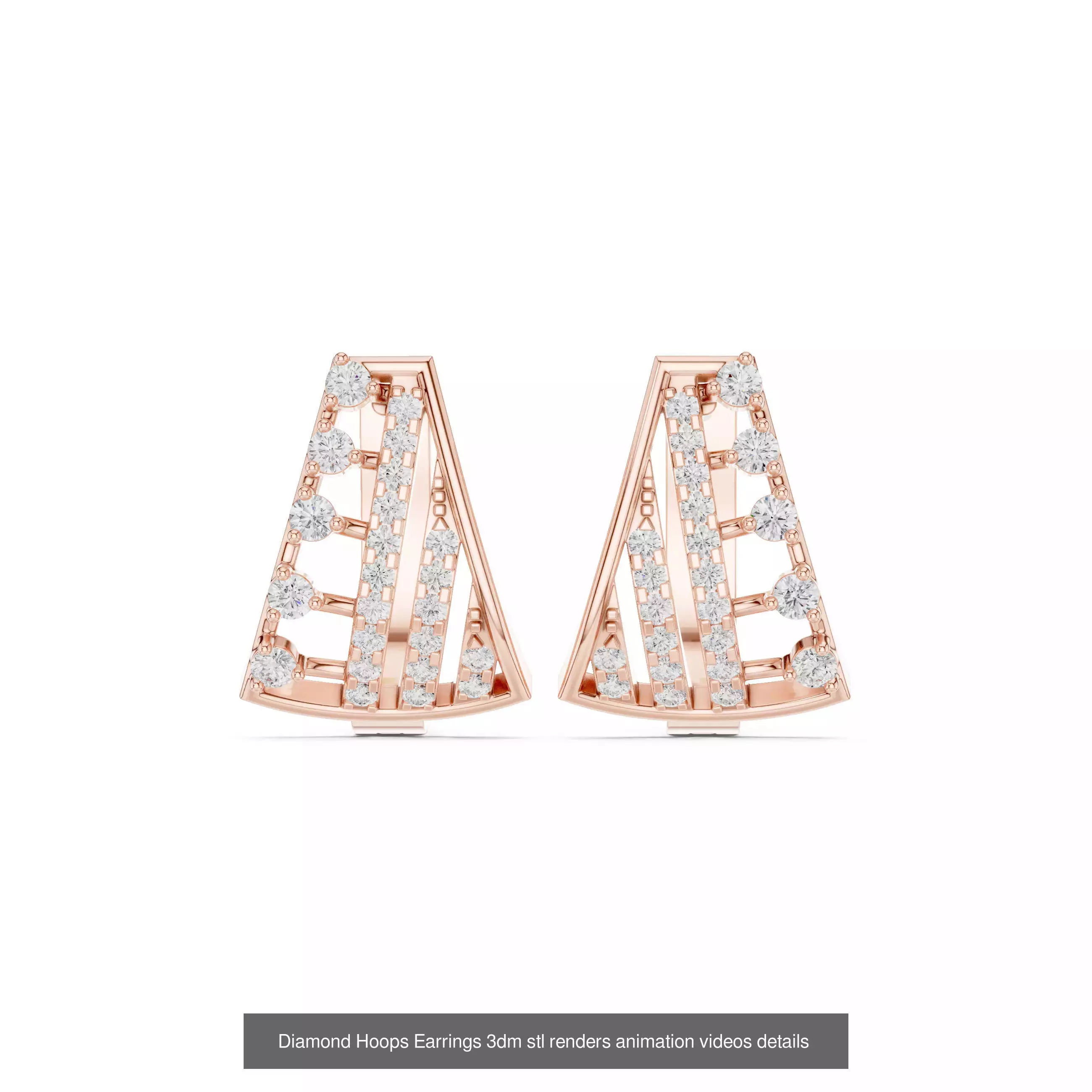 43 Diamond Hoops Earrings 3dm stl renders animation videos 3D Model Collection_14