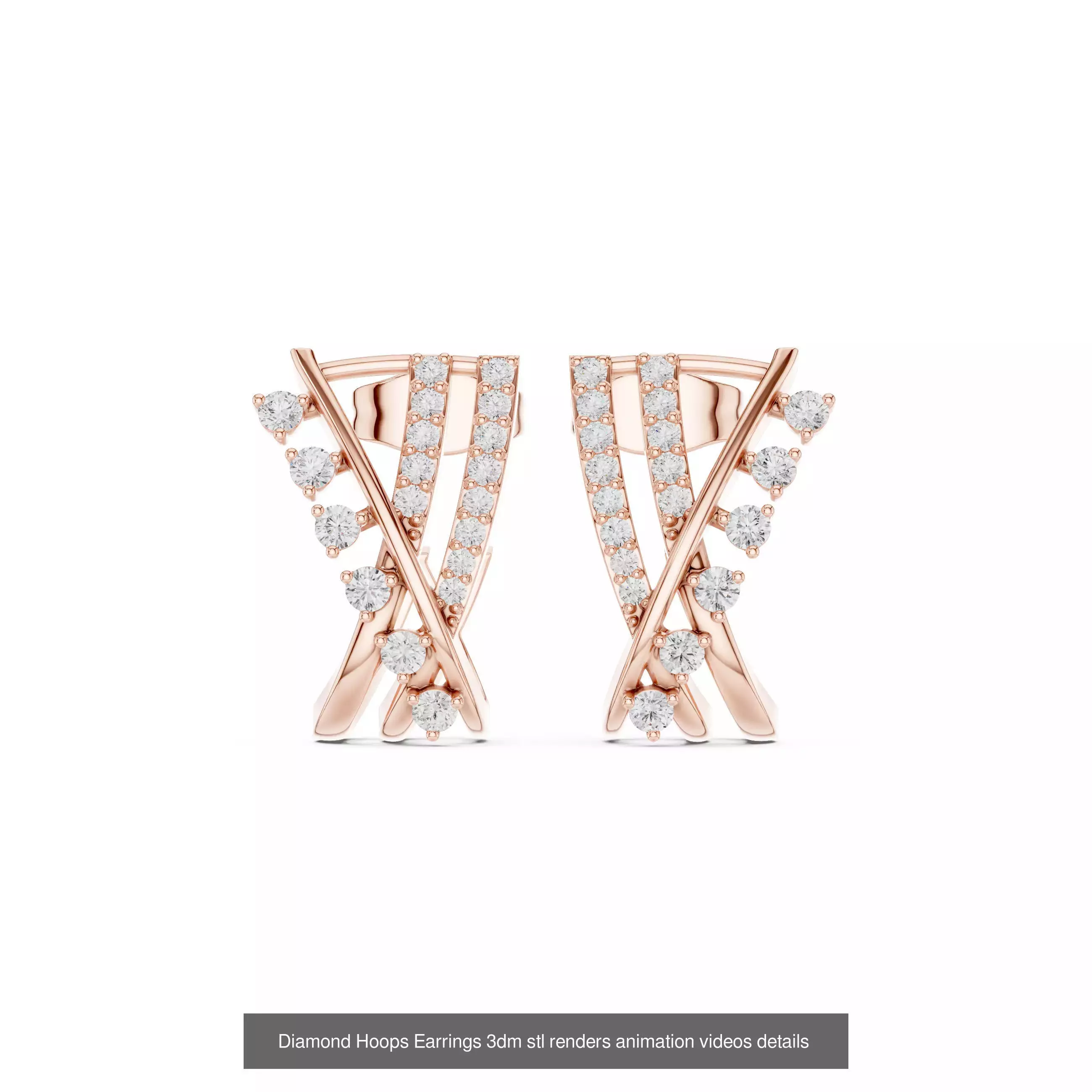 43 Diamond Hoops Earrings 3dm stl renders animation videos 3D Model Collection_10