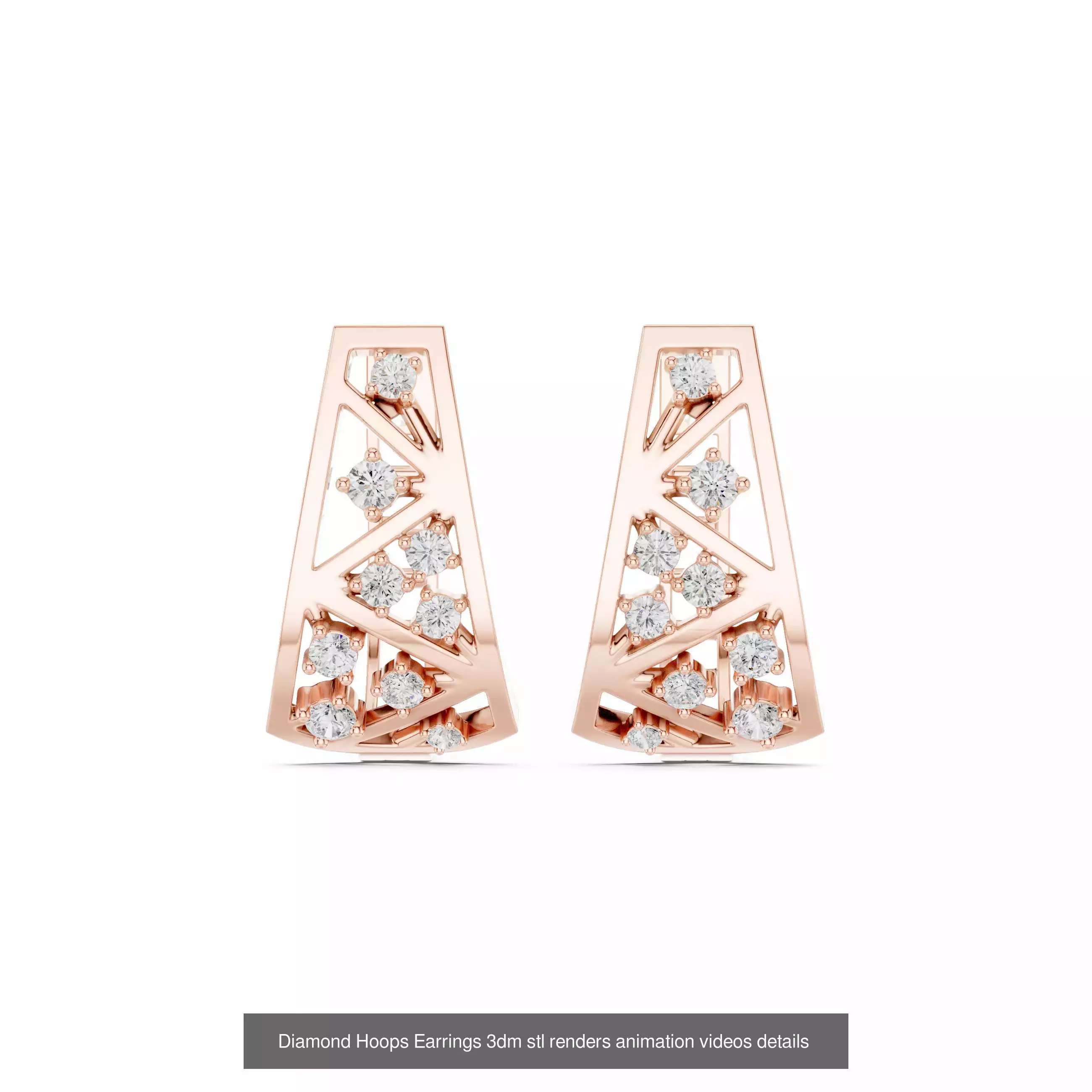 43 Diamond Hoops Earrings 3dm stl renders animation videos 3D Model Collection_21