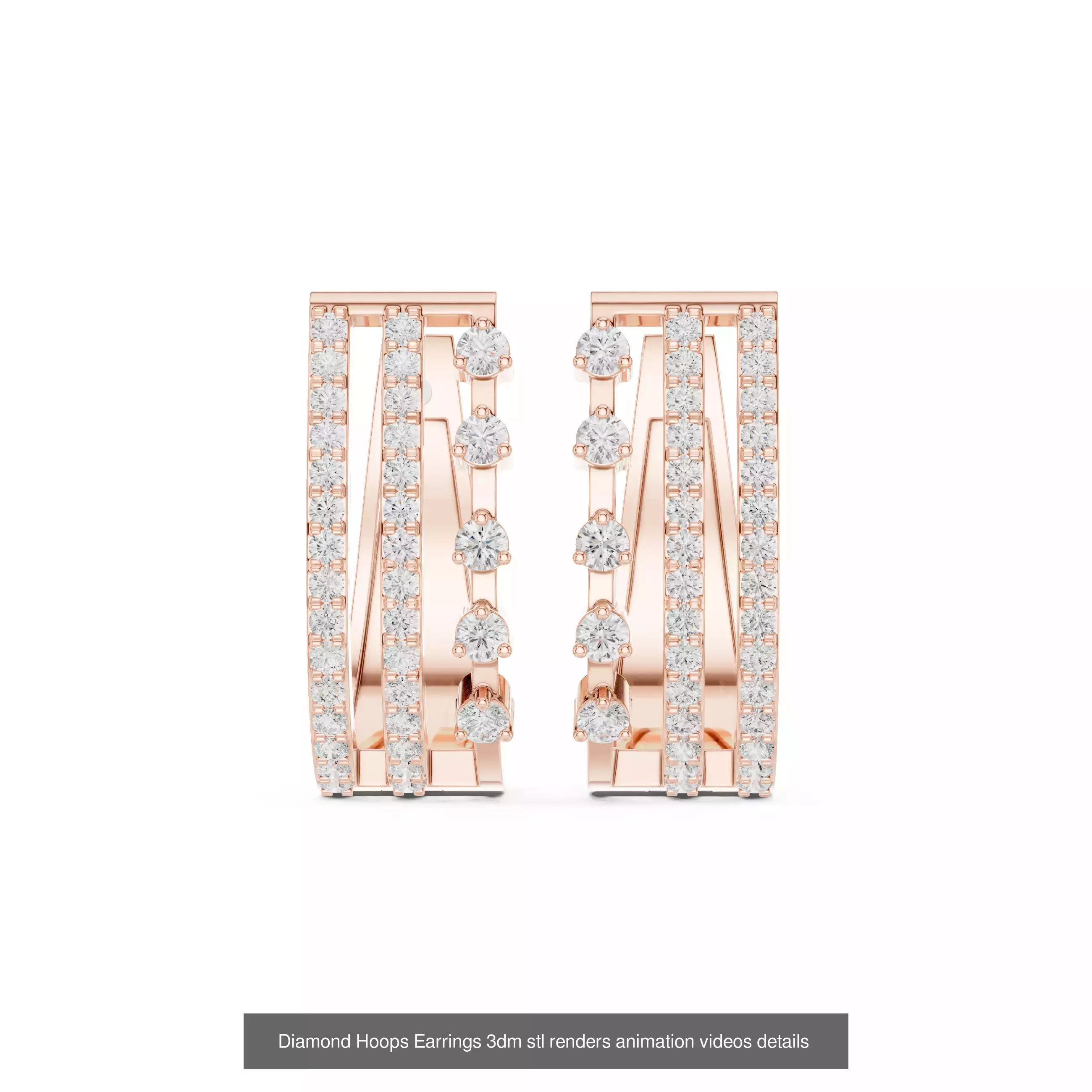 43 Diamond Hoops Earrings 3dm stl renders animation videos 3D Model Collection_40