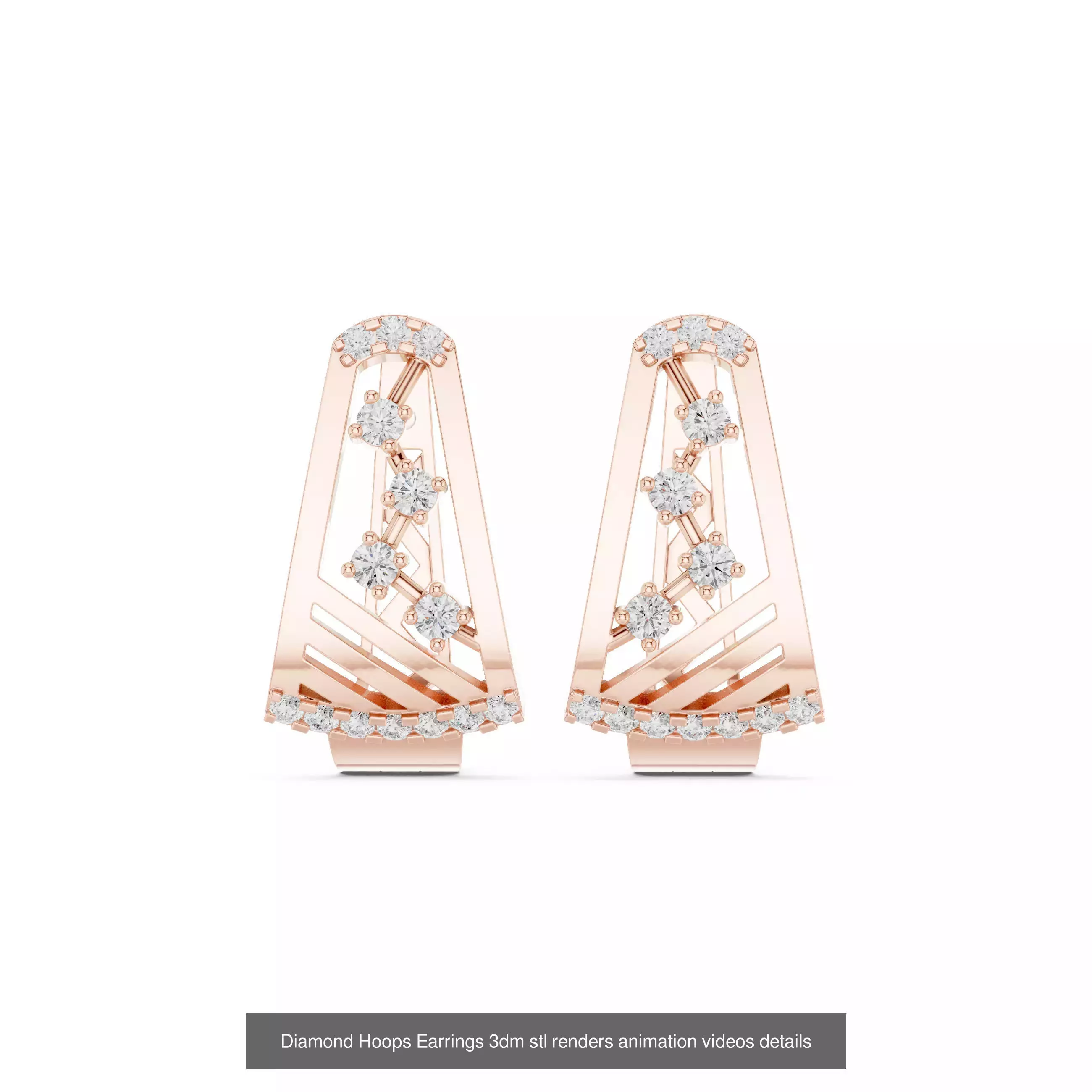 43 Diamond Hoops Earrings 3dm stl renders animation videos 3D Model Collection_27
