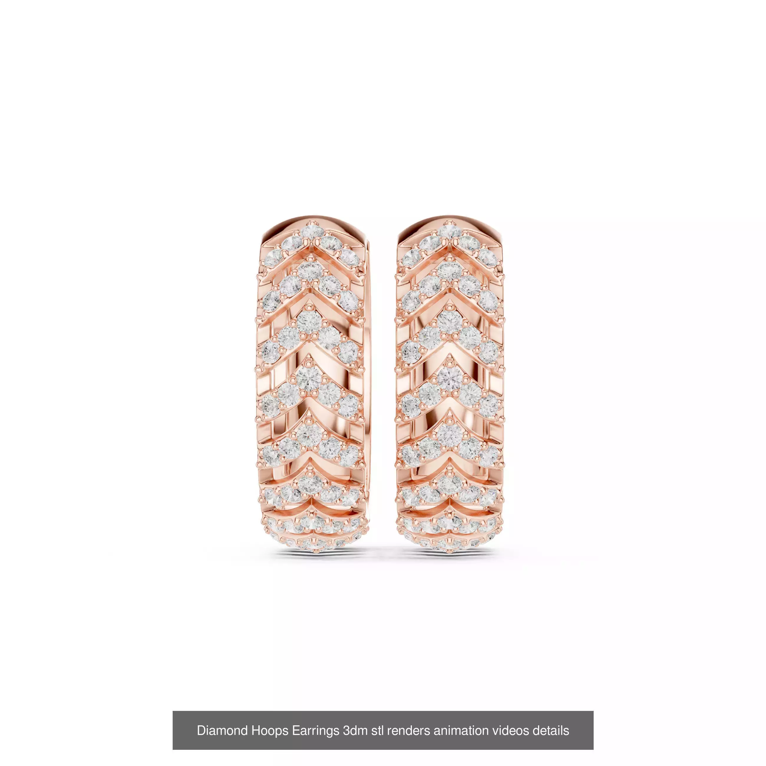 43 Diamond Hoops Earrings 3dm stl renders animation videos 3D Model Collection_6