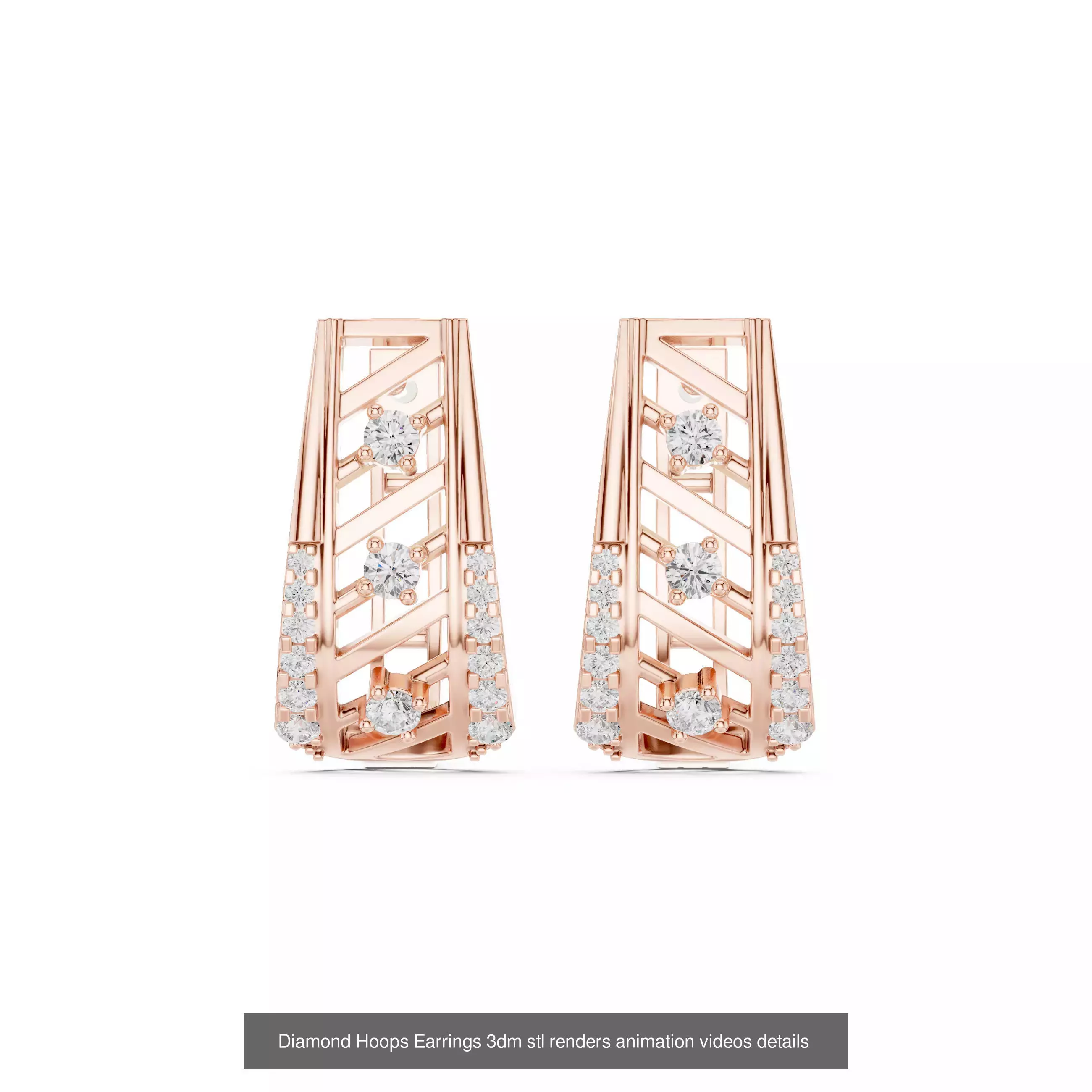 43 Diamond Hoops Earrings 3dm stl renders animation videos 3D Model Collection_22