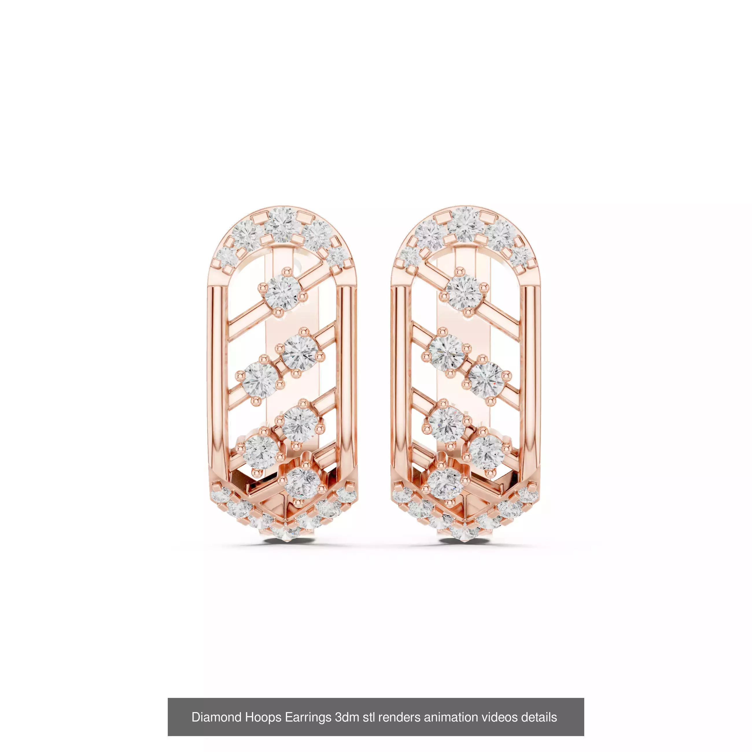 43 Diamond Hoops Earrings 3dm stl renders animation videos 3D Model Collection_24