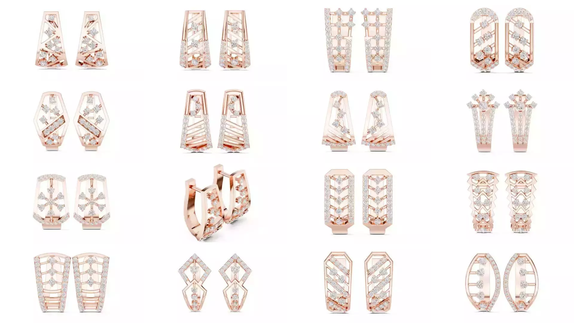 43 Diamond Hoops Earrings 3dm stl renders animation videos 3D Model Collection_1