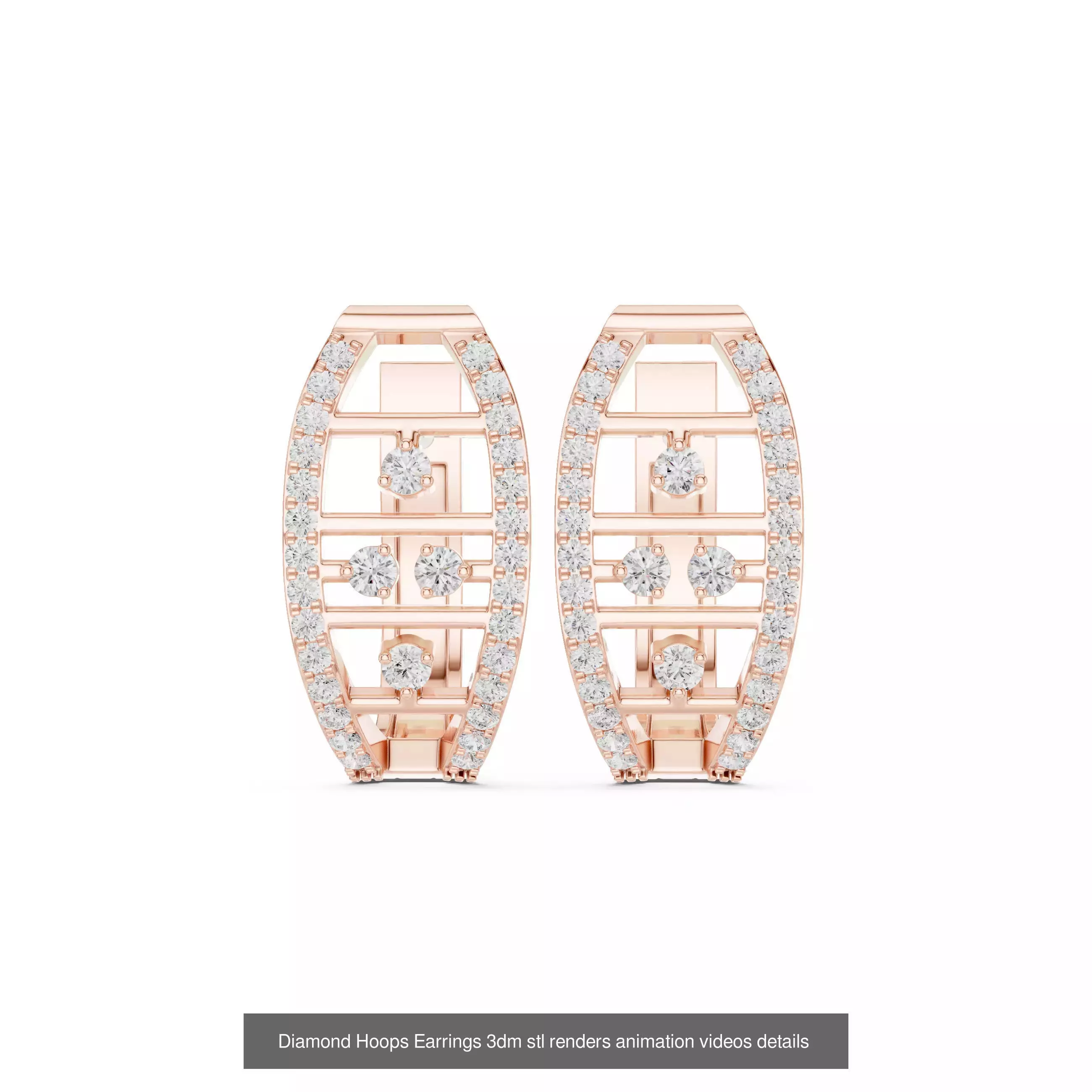 43 Diamond Hoops Earrings 3dm stl renders animation videos 3D Model Collection_41