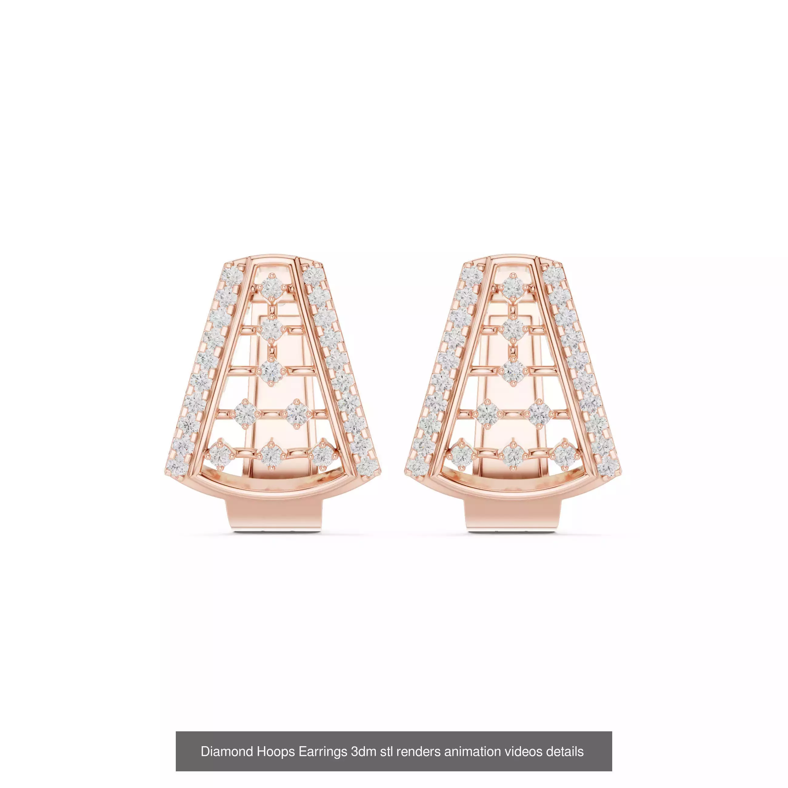 43 Diamond Hoops Earrings 3dm stl renders animation videos 3D Model Collection_16