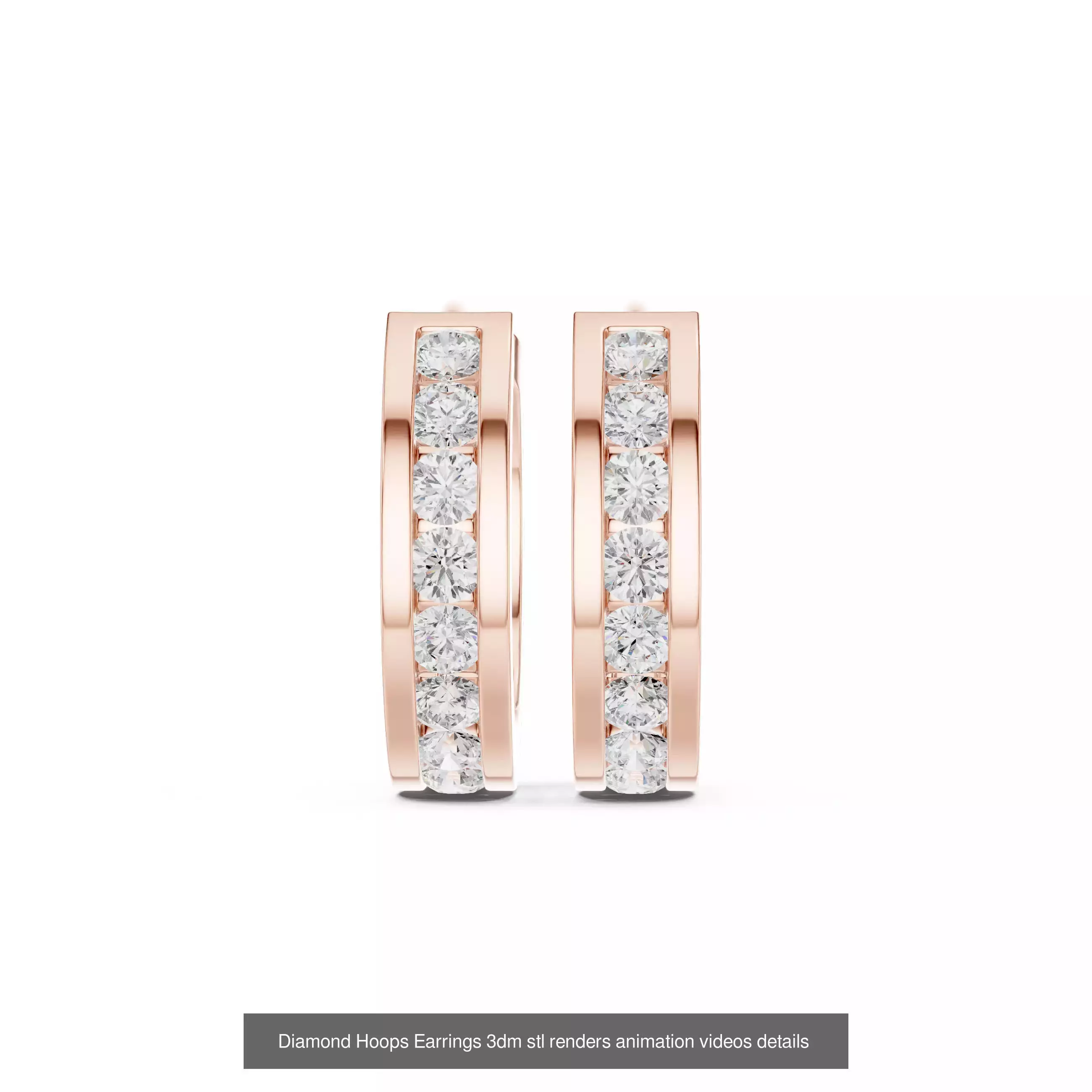 43 Diamond Hoops Earrings 3dm stl renders animation videos 3D Model Collection_8