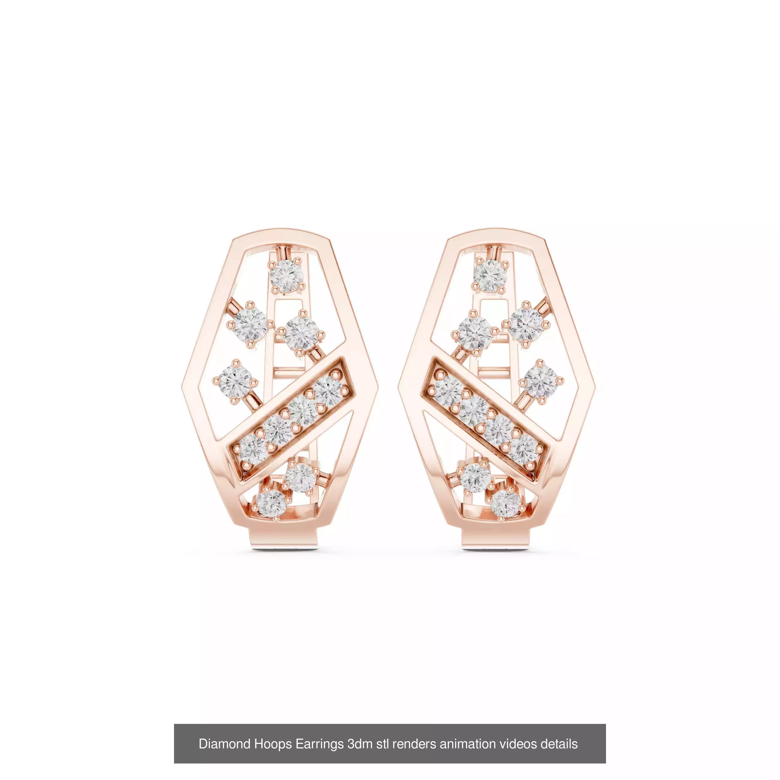 43 Diamond Hoops Earrings 3dm stl renders animation videos 3D Model Collection_25