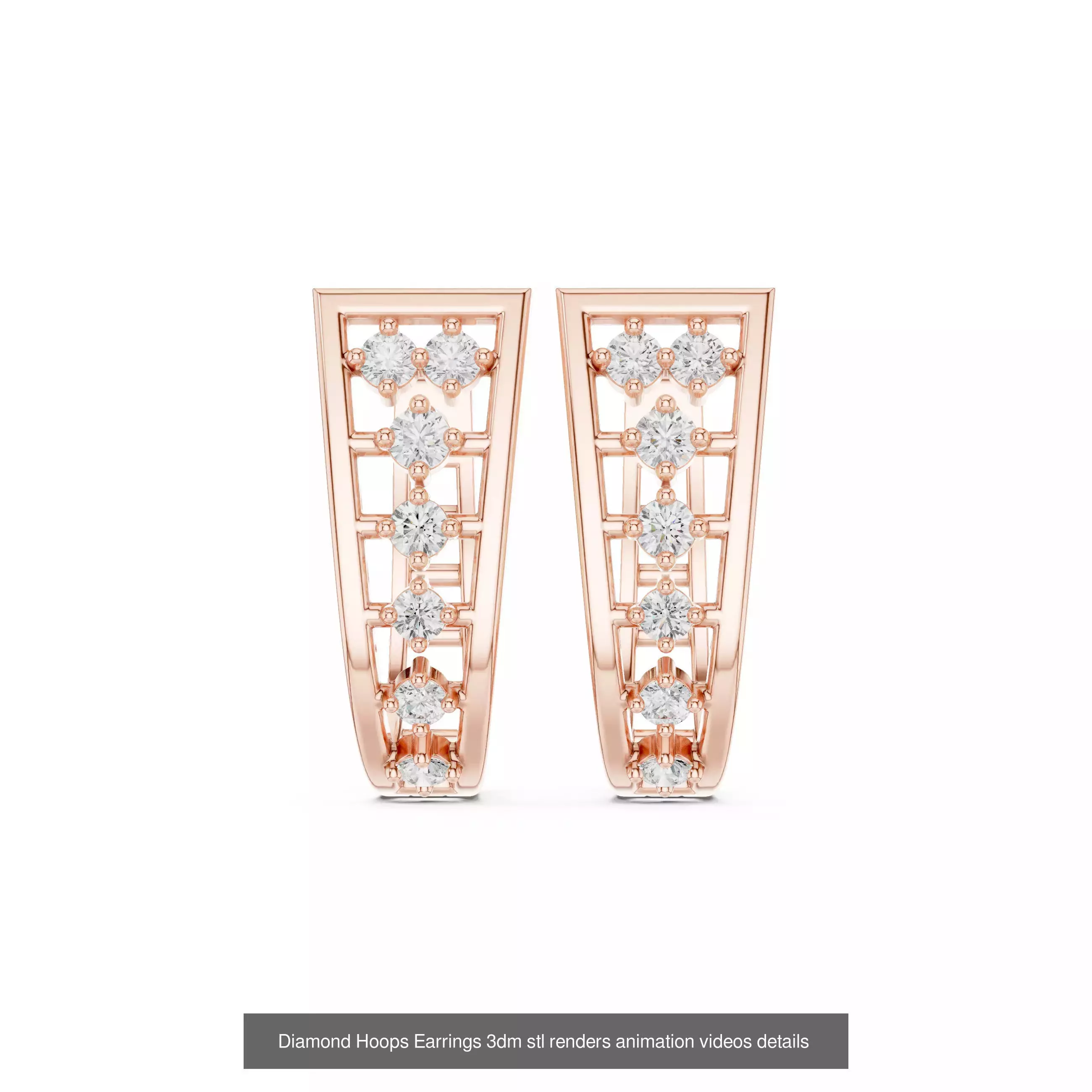 43 Diamond Hoops Earrings 3dm stl renders animation videos 3D Model Collection_38