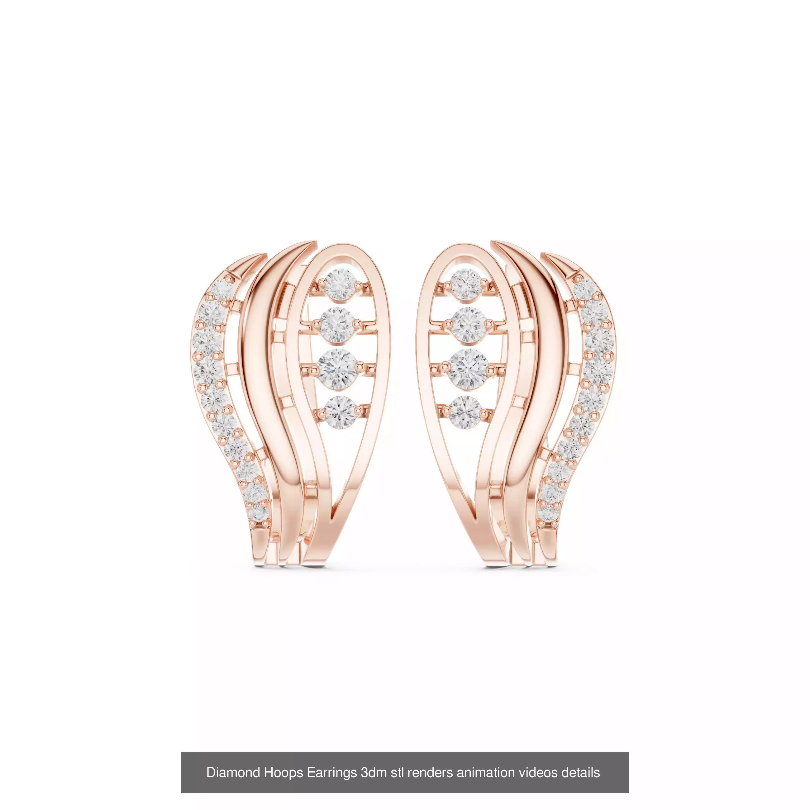 43 Diamond Hoops Earrings 3dm stl renders animation videos 3D Model Collection_11