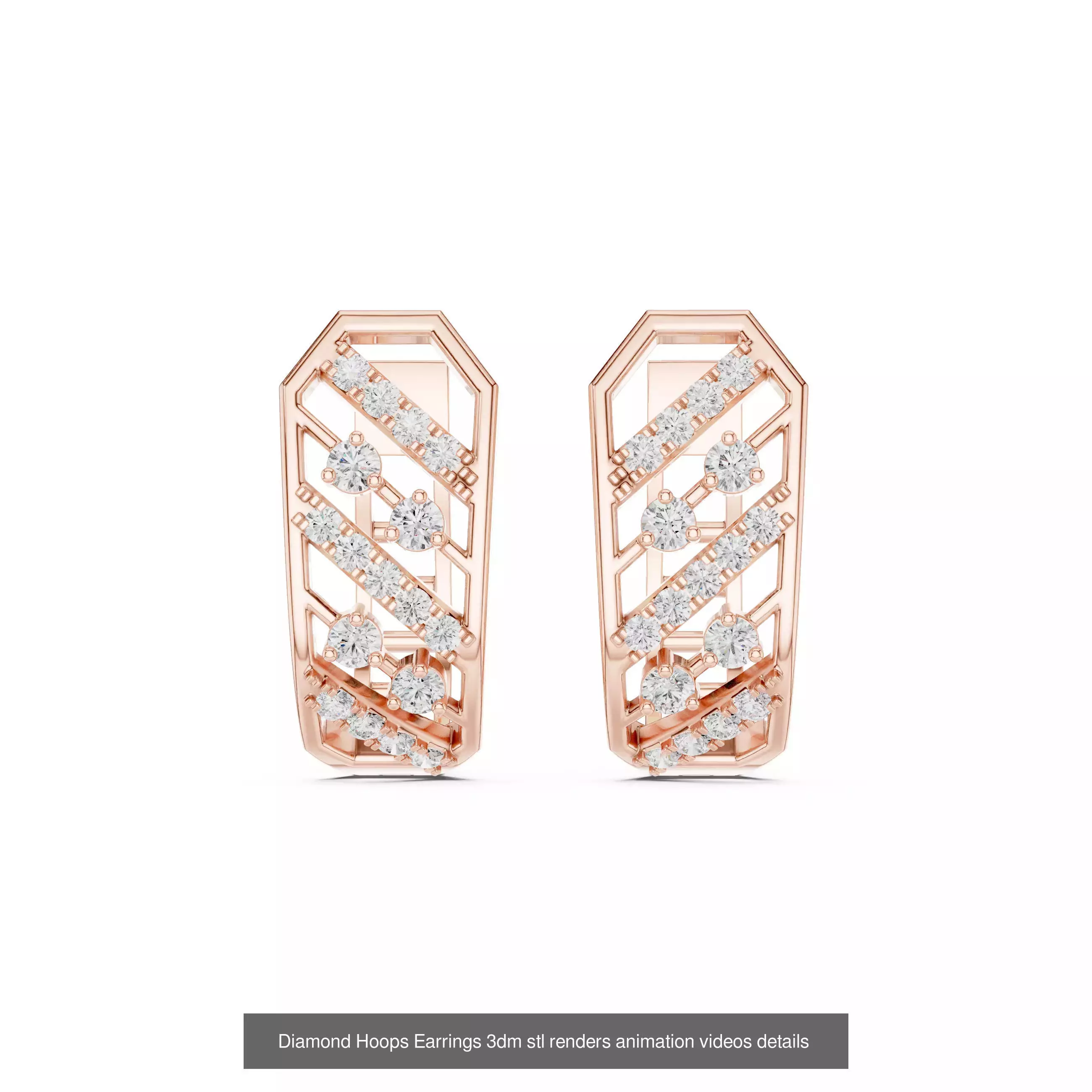 43 Diamond Hoops Earrings 3dm stl renders animation videos 3D Model Collection_35