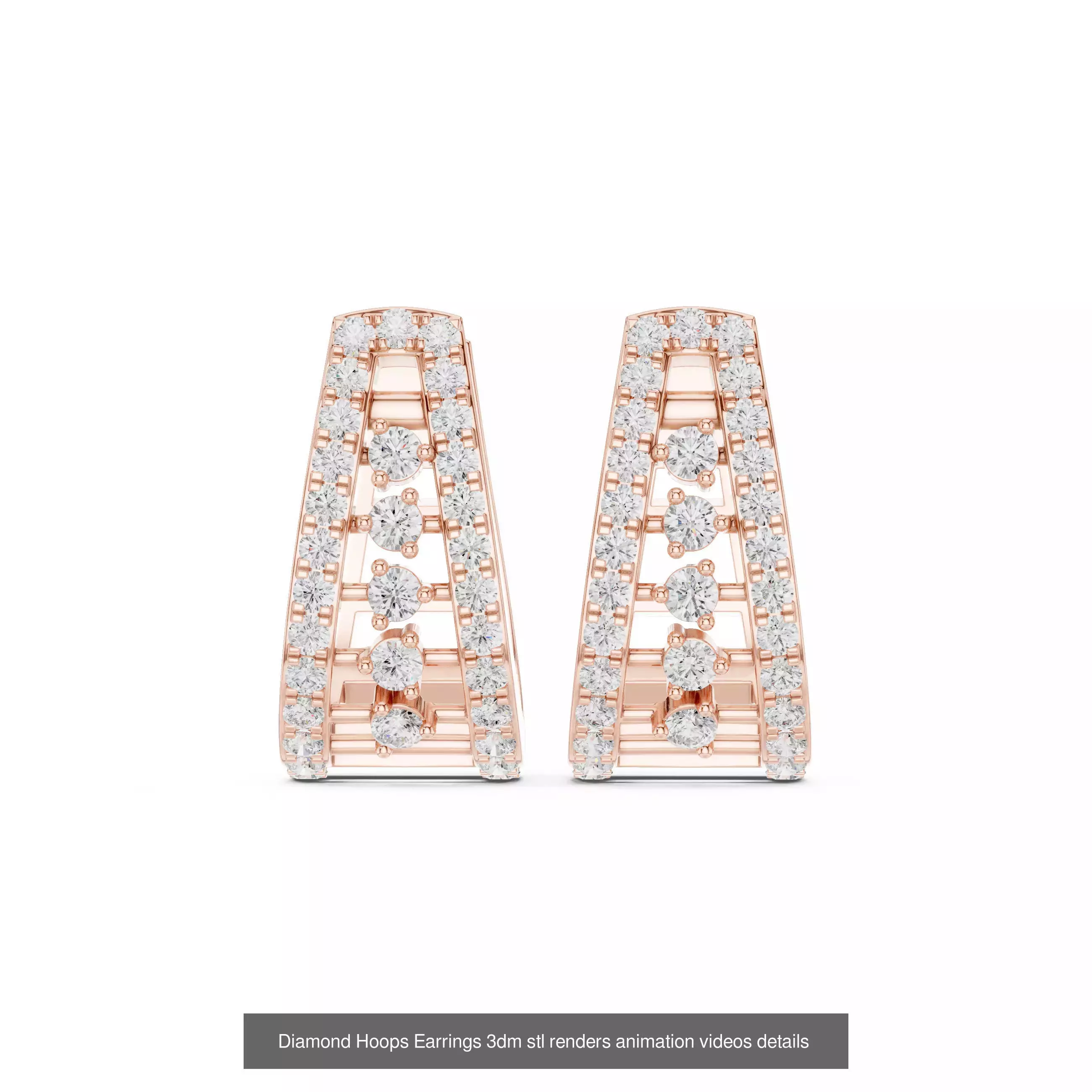 43 Diamond Hoops Earrings 3dm stl renders animation videos 3D Model Collection_39