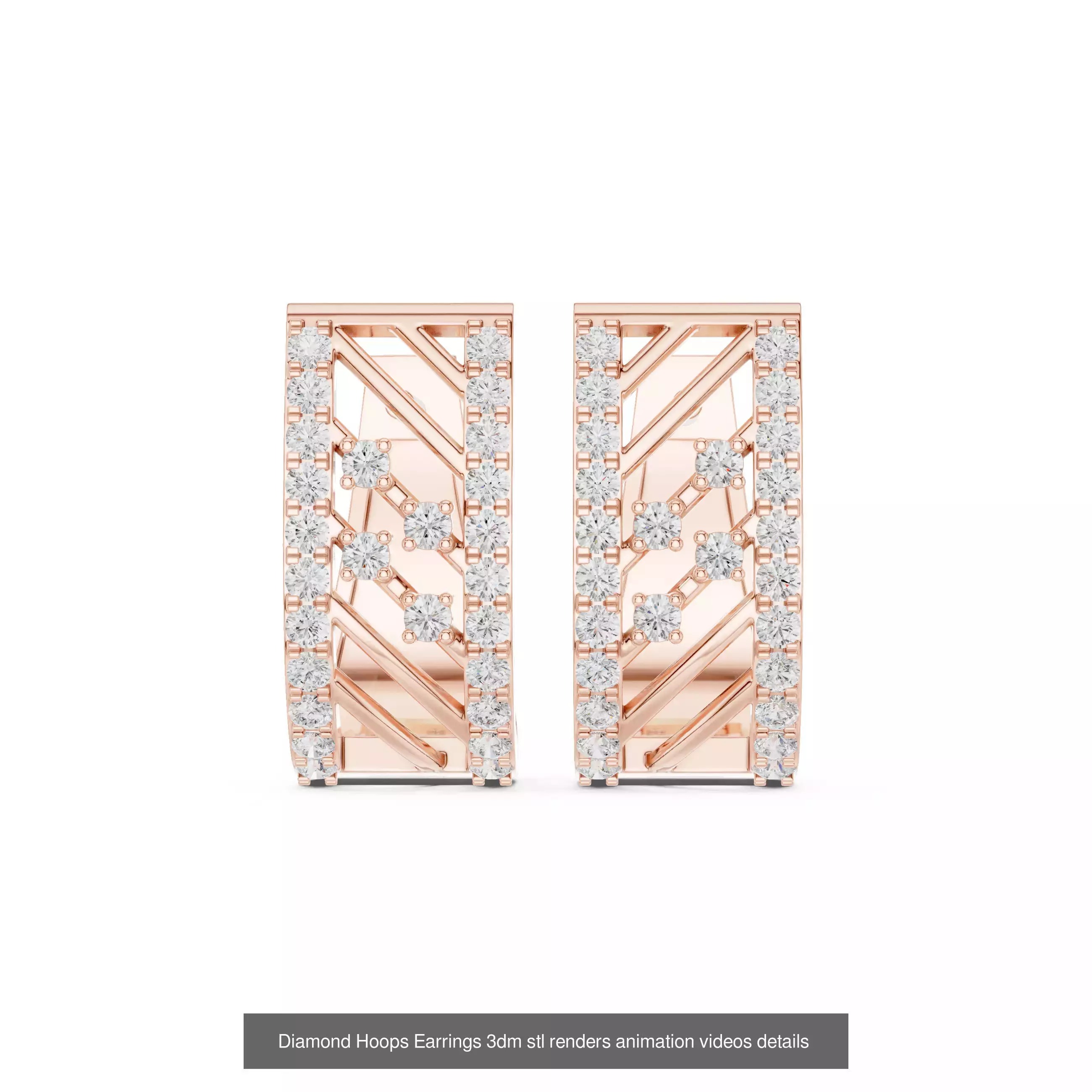 43 Diamond Hoops Earrings 3dm stl renders animation videos 3D Model Collection_46