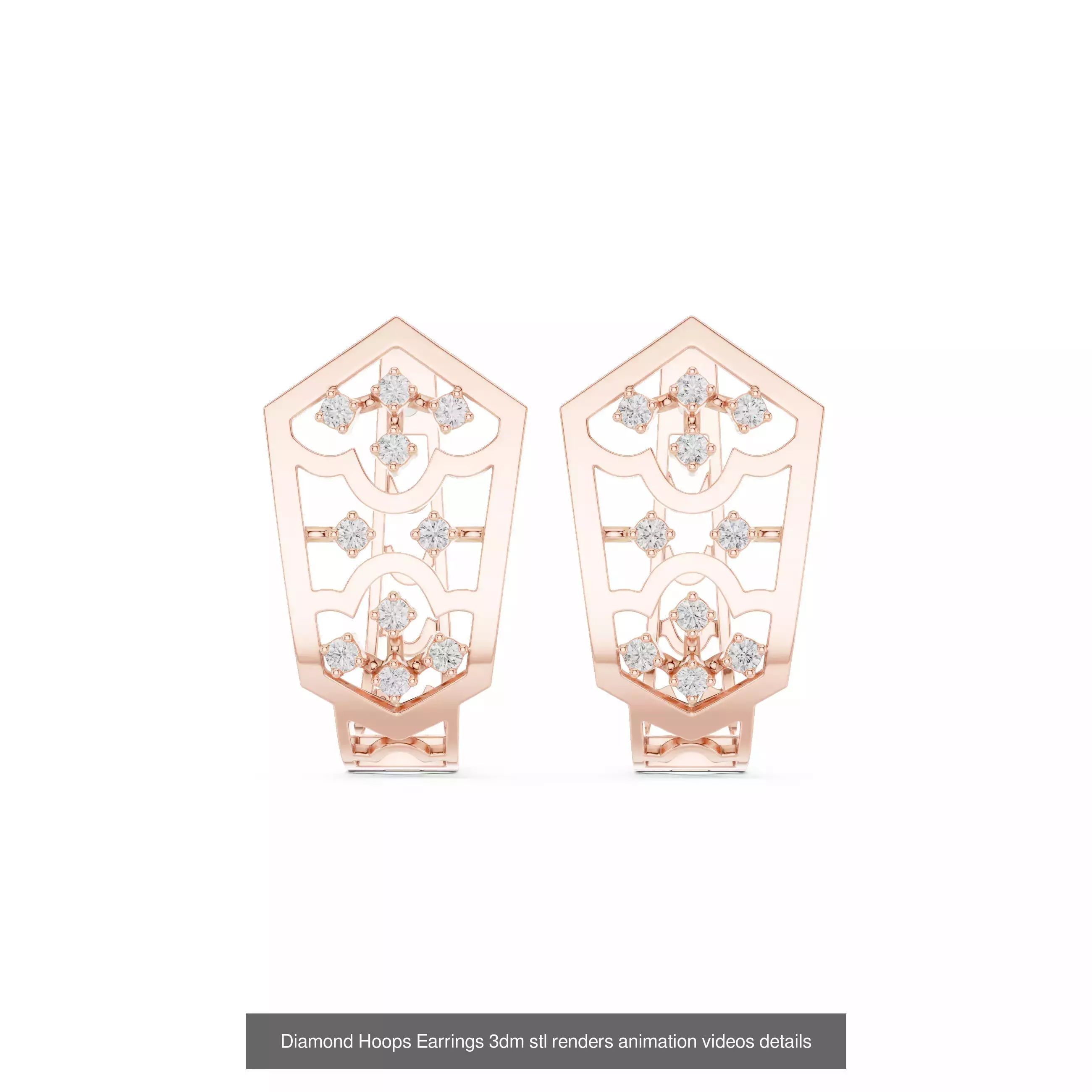 43 Diamond Hoops Earrings 3dm stl renders animation videos 3D Model Collection_13