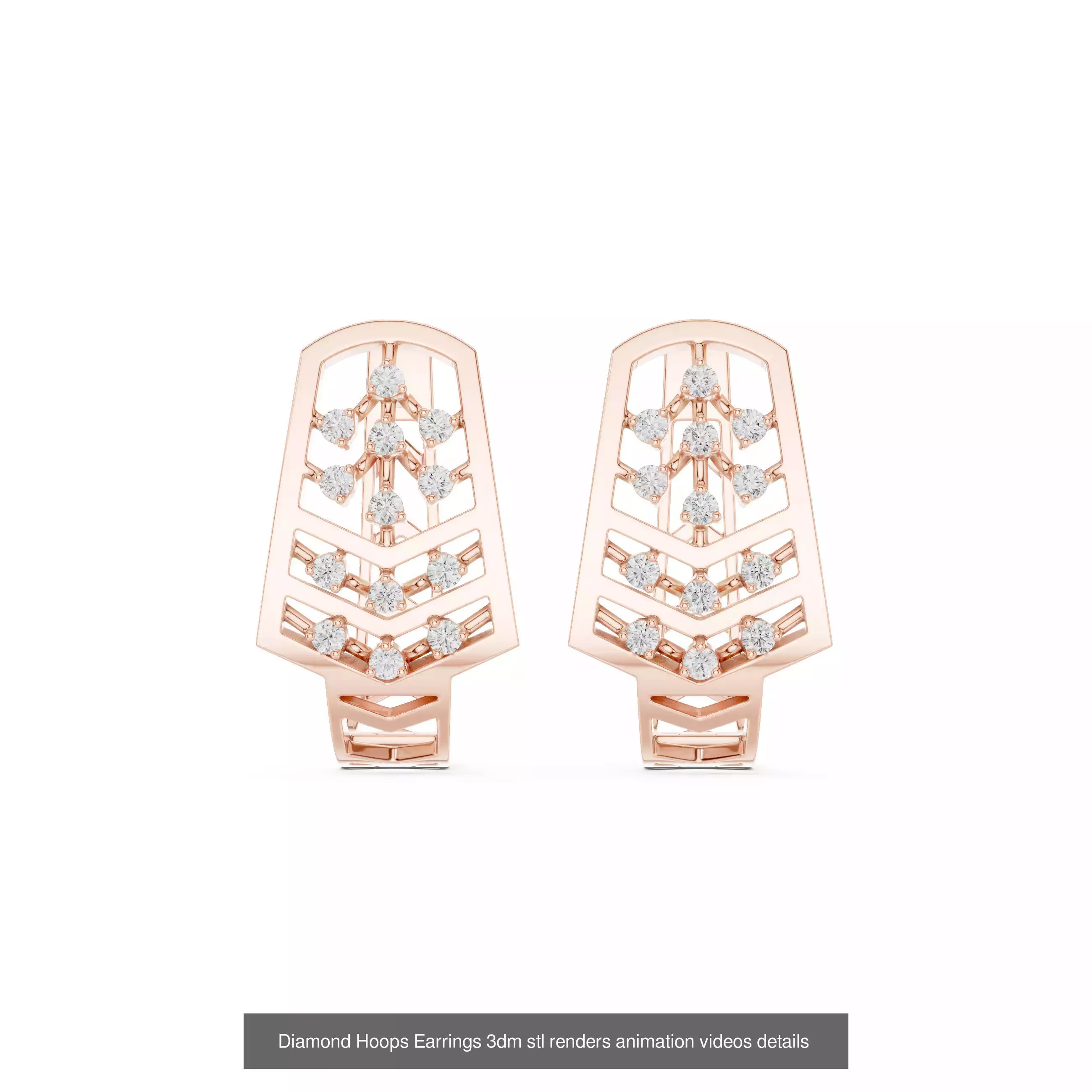 43 Diamond Hoops Earrings 3dm stl renders animation videos 3D Model Collection_18