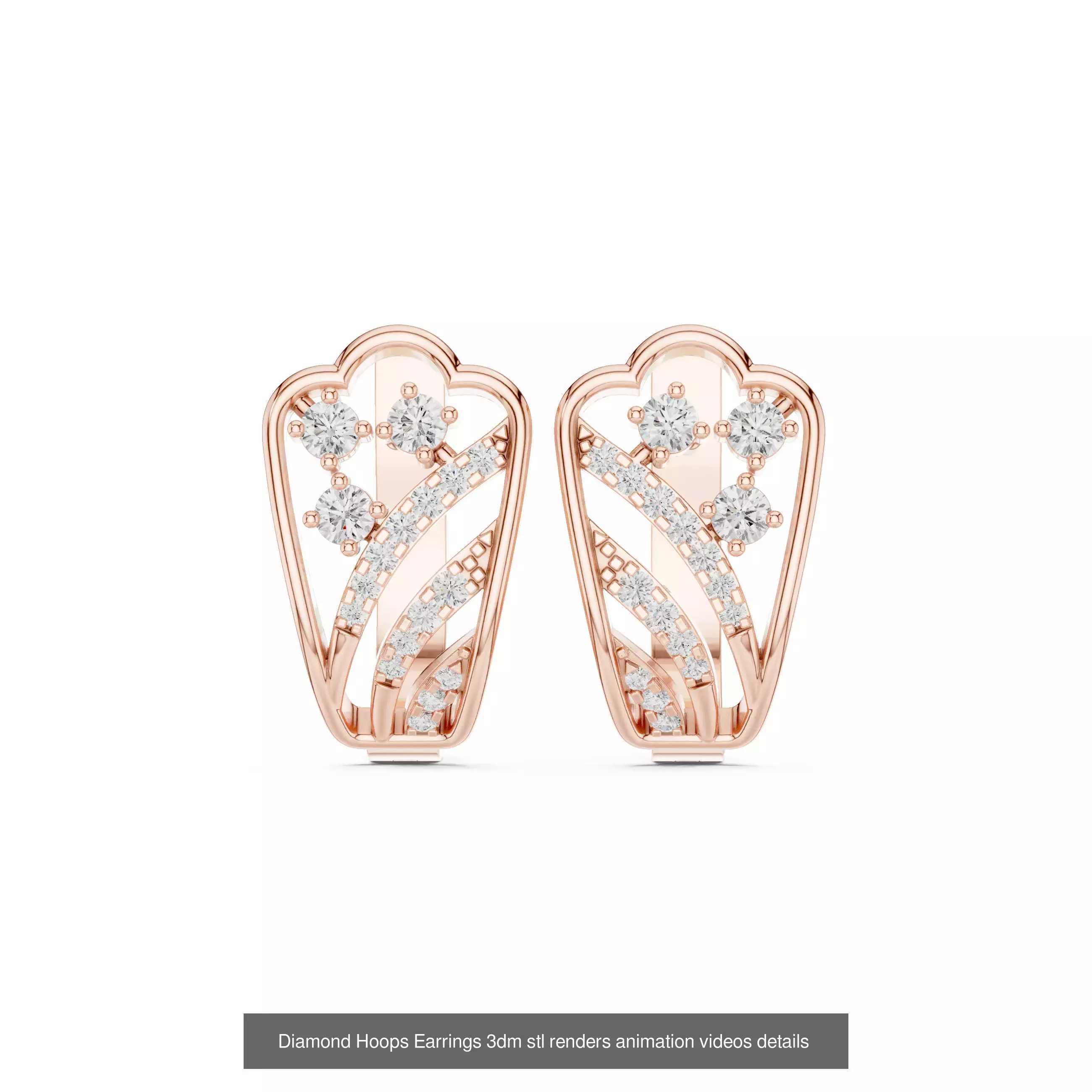 43 Diamond Hoops Earrings 3dm stl renders animation videos 3D Model Collection_19