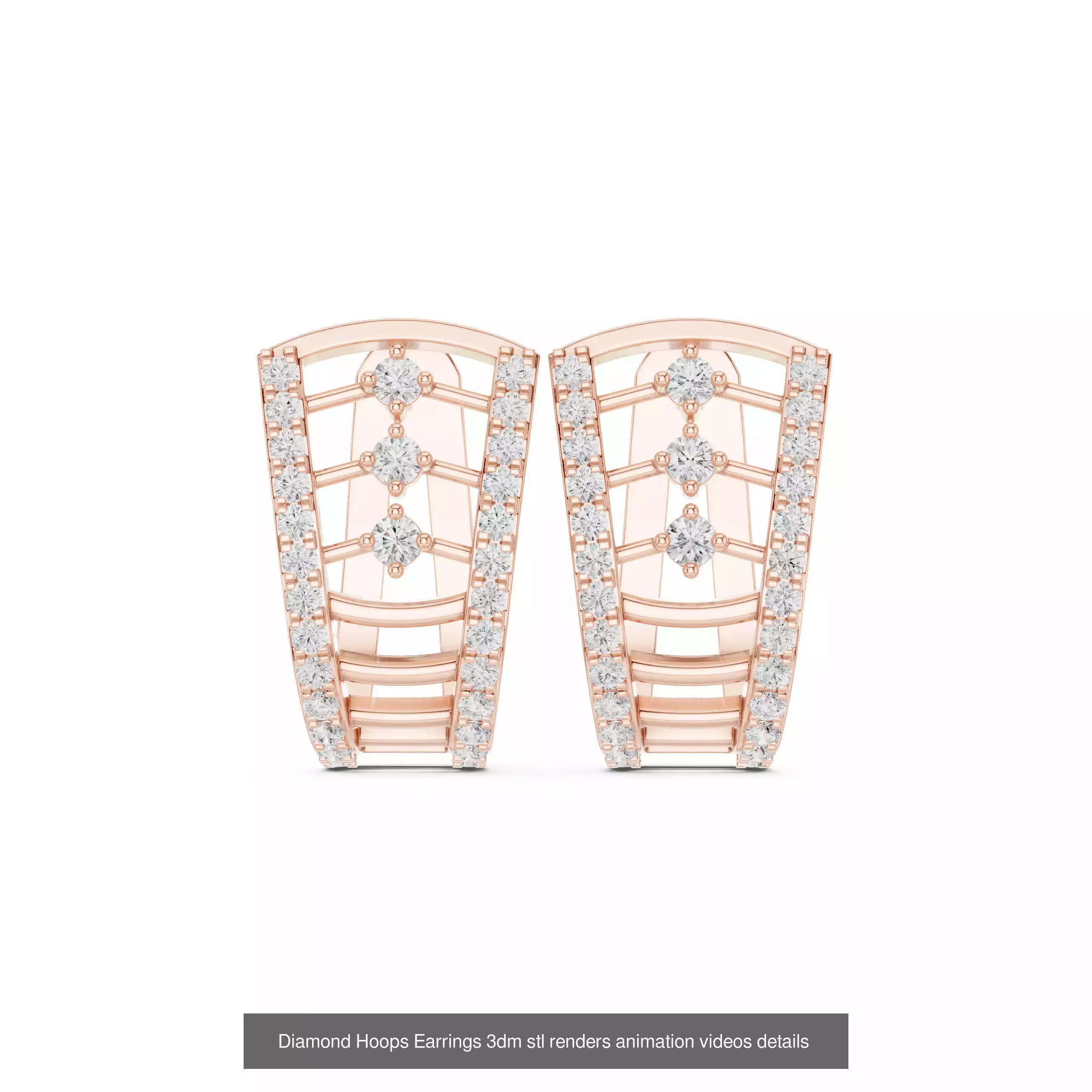43 Diamond Hoops Earrings 3dm stl renders animation videos 3D Model Collection_33