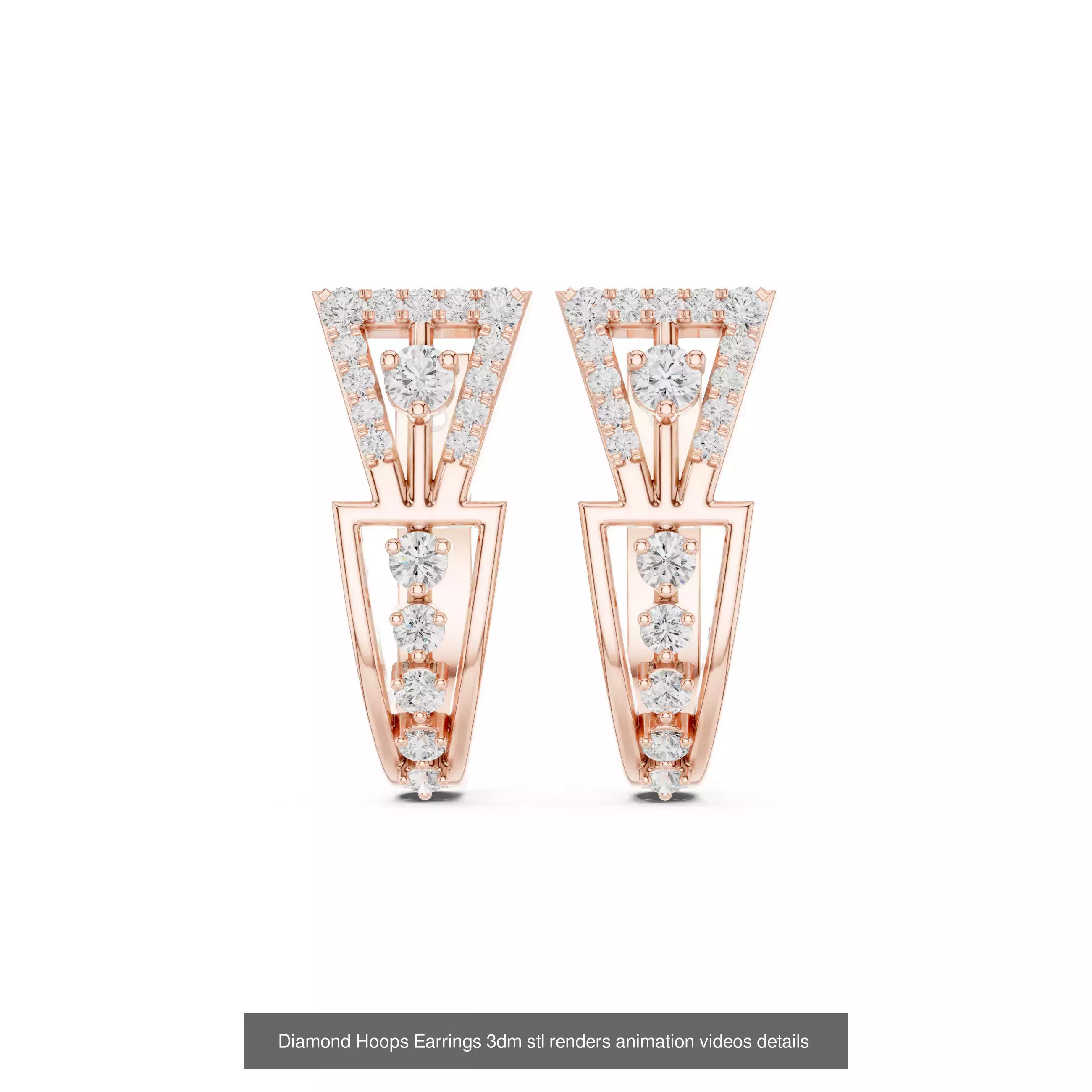 43 Diamond Hoops Earrings 3dm stl renders animation videos 3D Model Collection_37