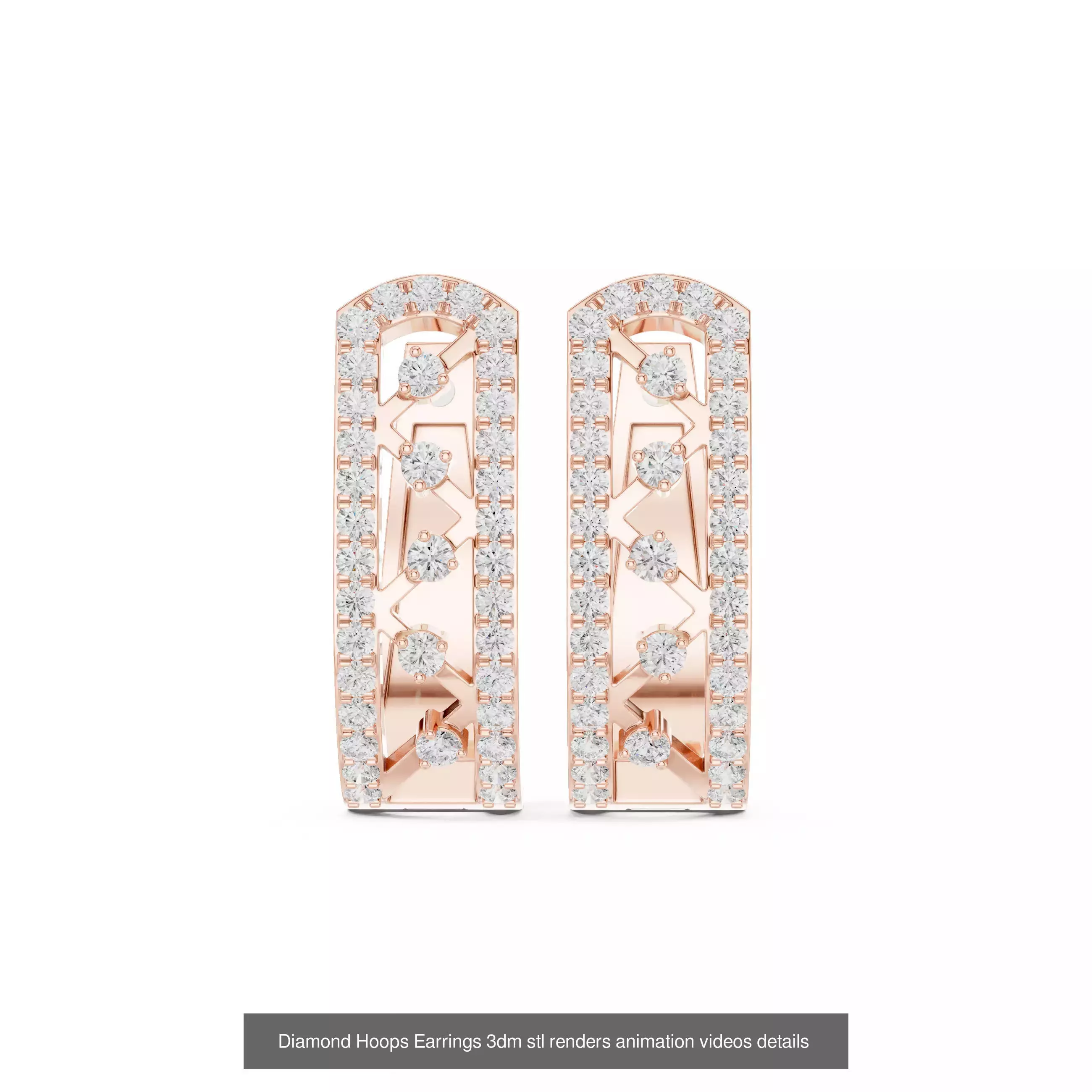 43 Diamond Hoops Earrings 3dm stl renders animation videos 3D Model Collection_45