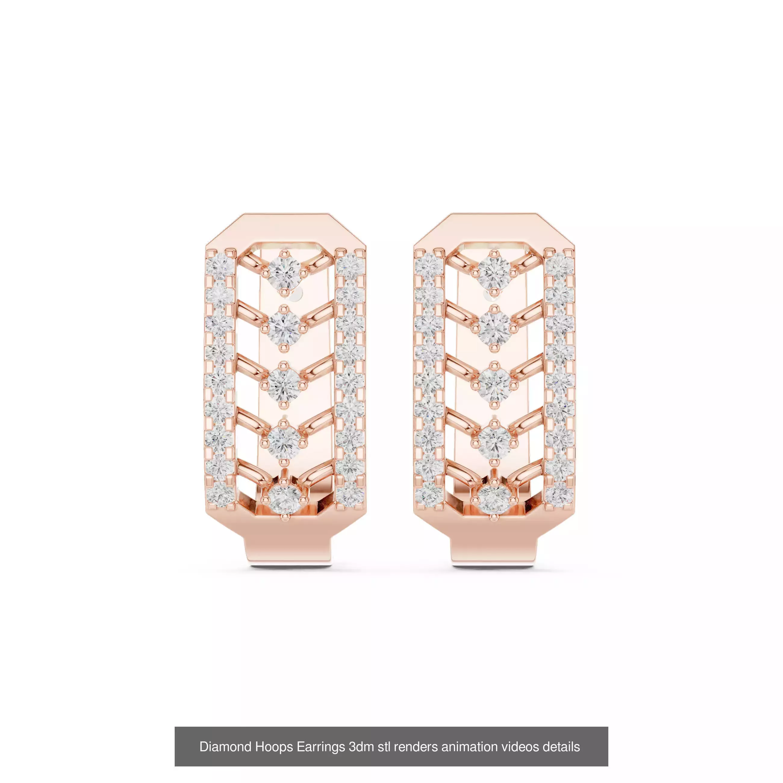 43 Diamond Hoops Earrings 3dm stl renders animation videos 3D Model Collection_31