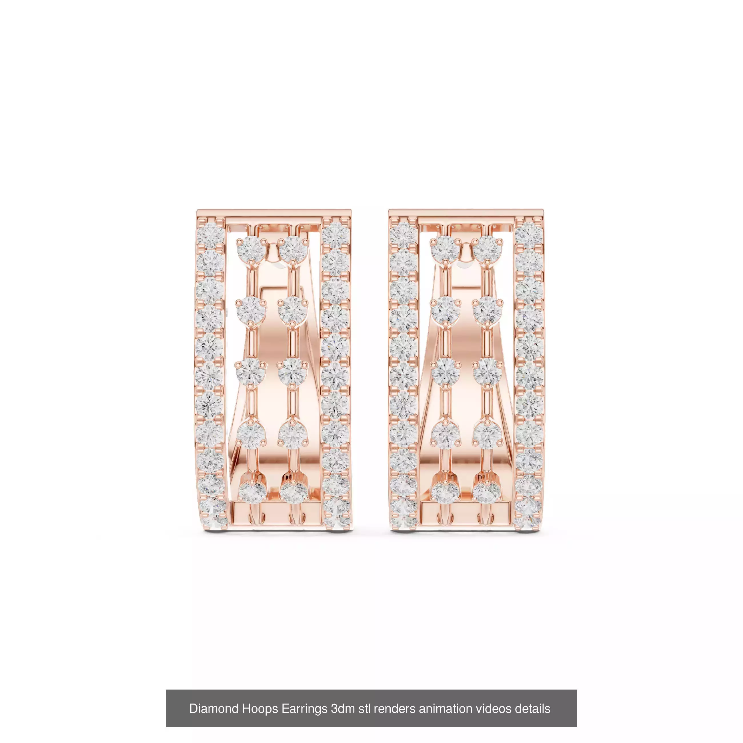 43 Diamond Hoops Earrings 3dm stl renders animation videos 3D Model Collection_47