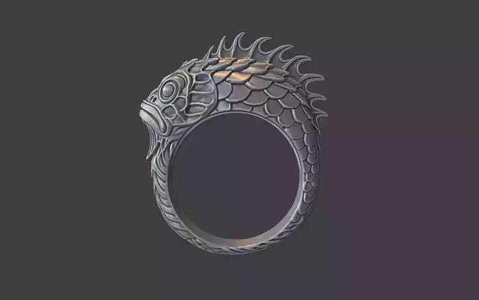 fish ring silver ring with scales