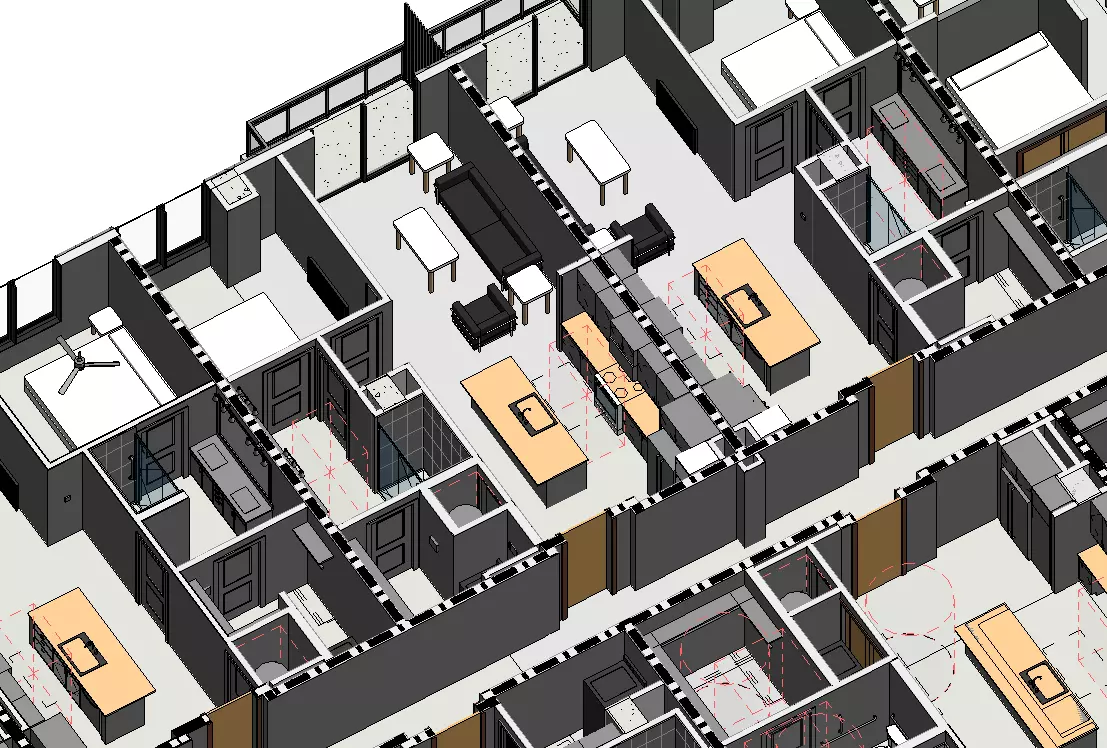 HIGH RISE ARCHITECTURAL REVIT MODEL FULLY FURNISHED 3D model_3
