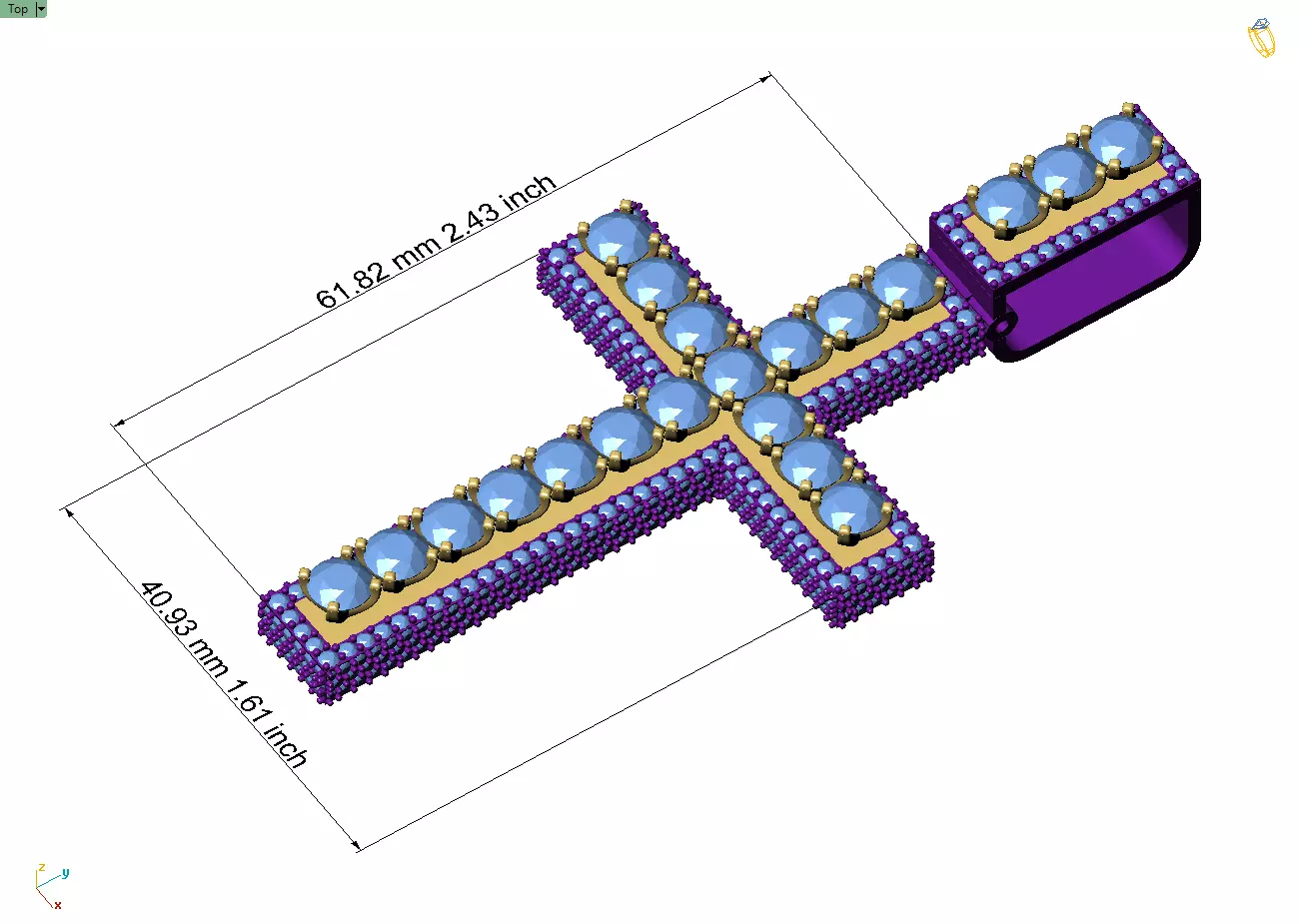 Custom Cross Diamond Pendant - Crucifixion Cross Necklace 3D print model_4