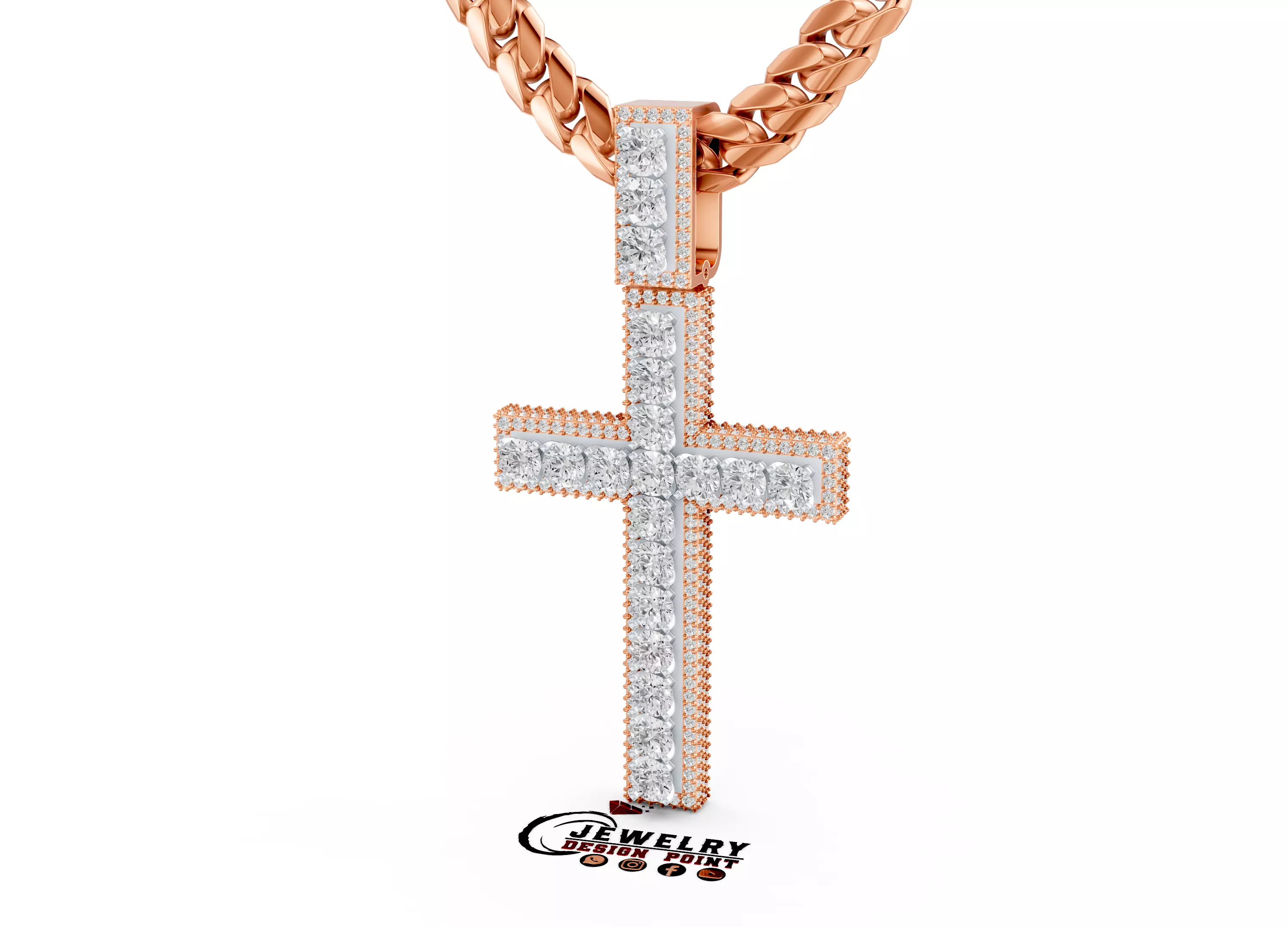 Custom Cross Diamond Pendant - Crucifixion Cross Necklace 3D print model_2