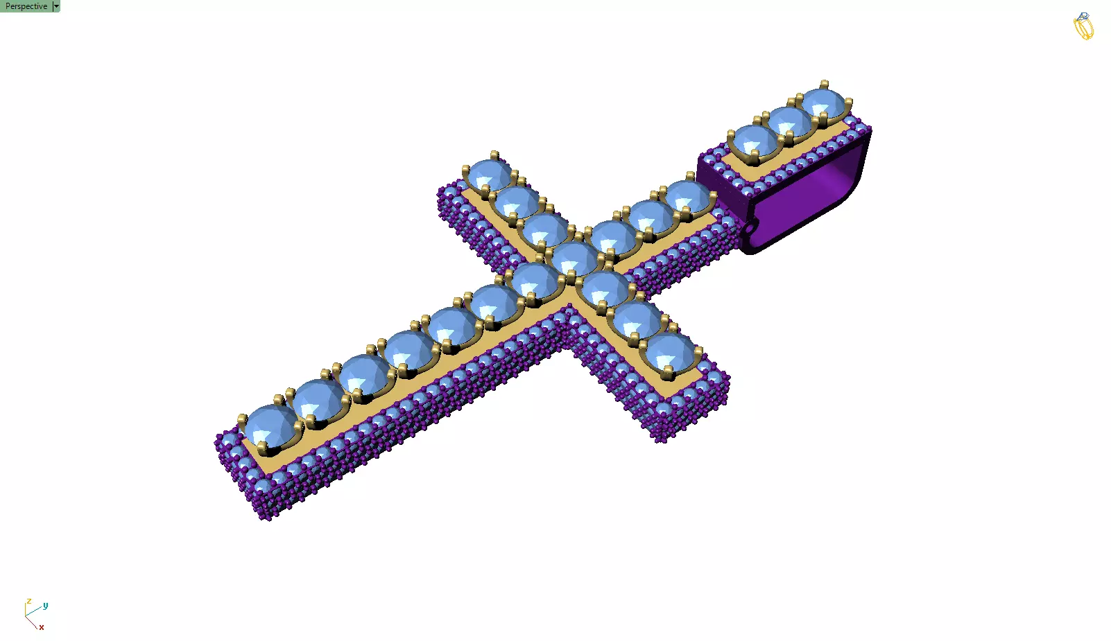 Custom Cross Diamond Pendant - Crucifixion Cross Necklace 3D print model_8