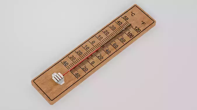  photorealistic wooden wall thermometer 3D model