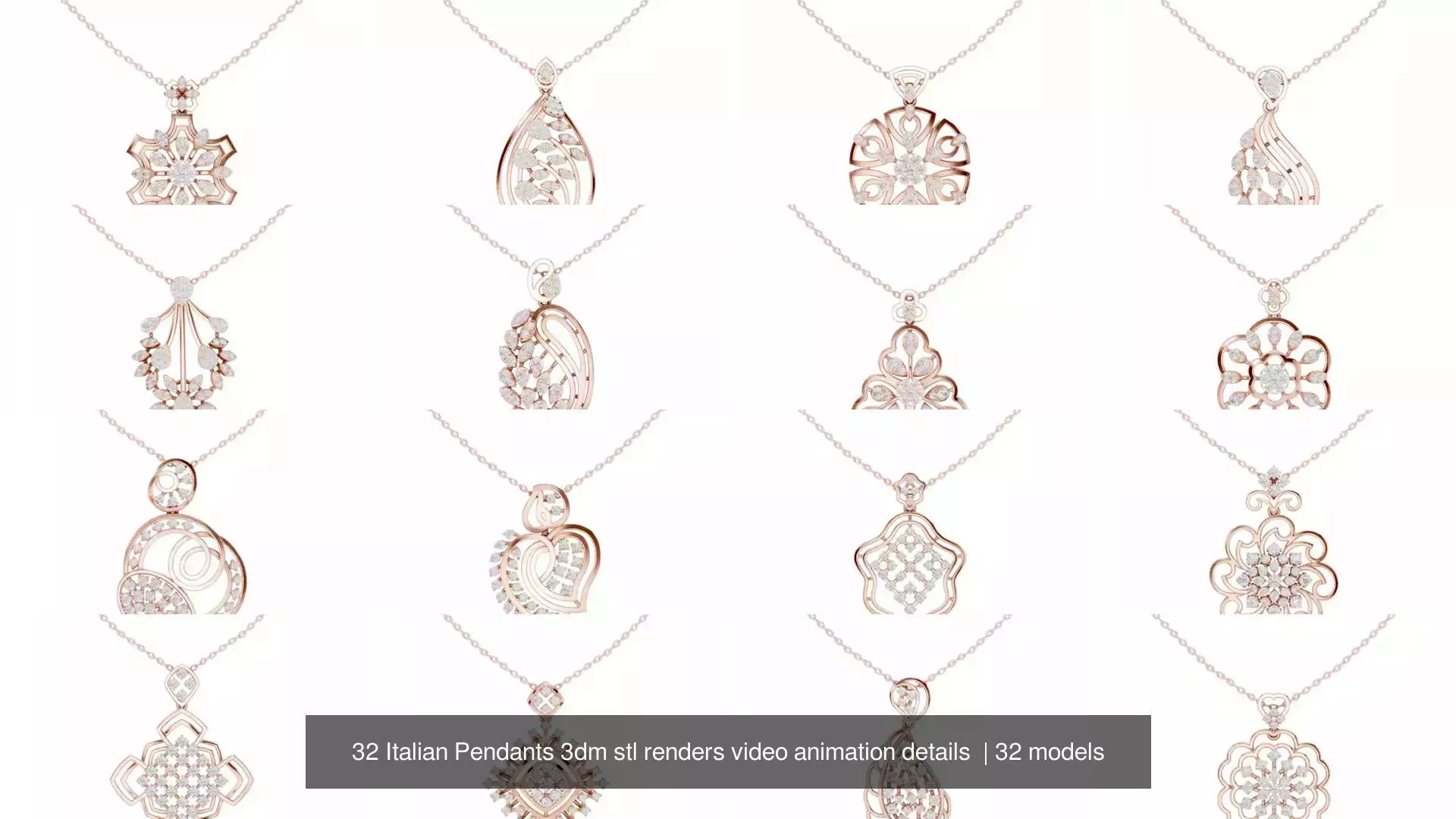 32 Italian Pendants 3dm stl renders video animation details  3D Model Collection_3