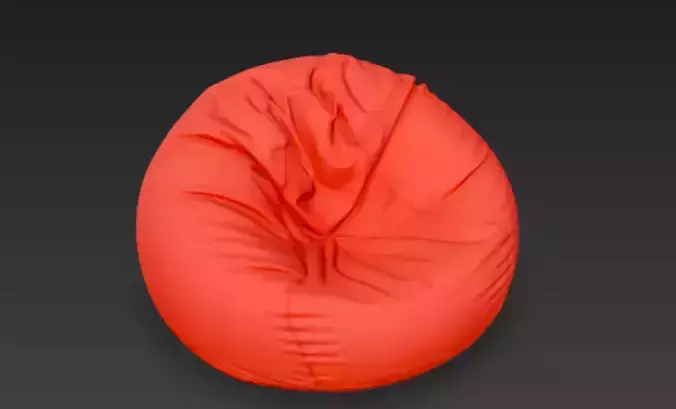 Bean Bag Red Color 3D Model