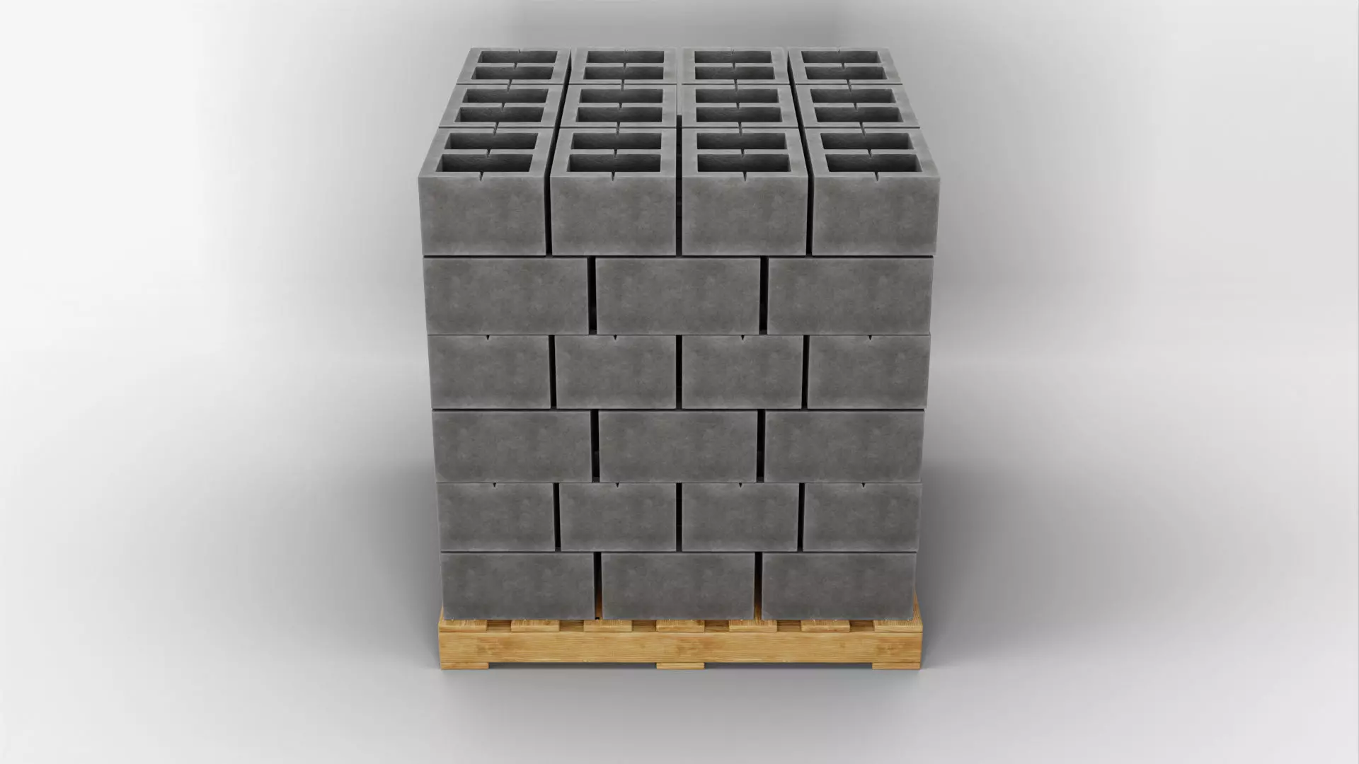 Wooden Pallet with Bricks 2 3D model_1